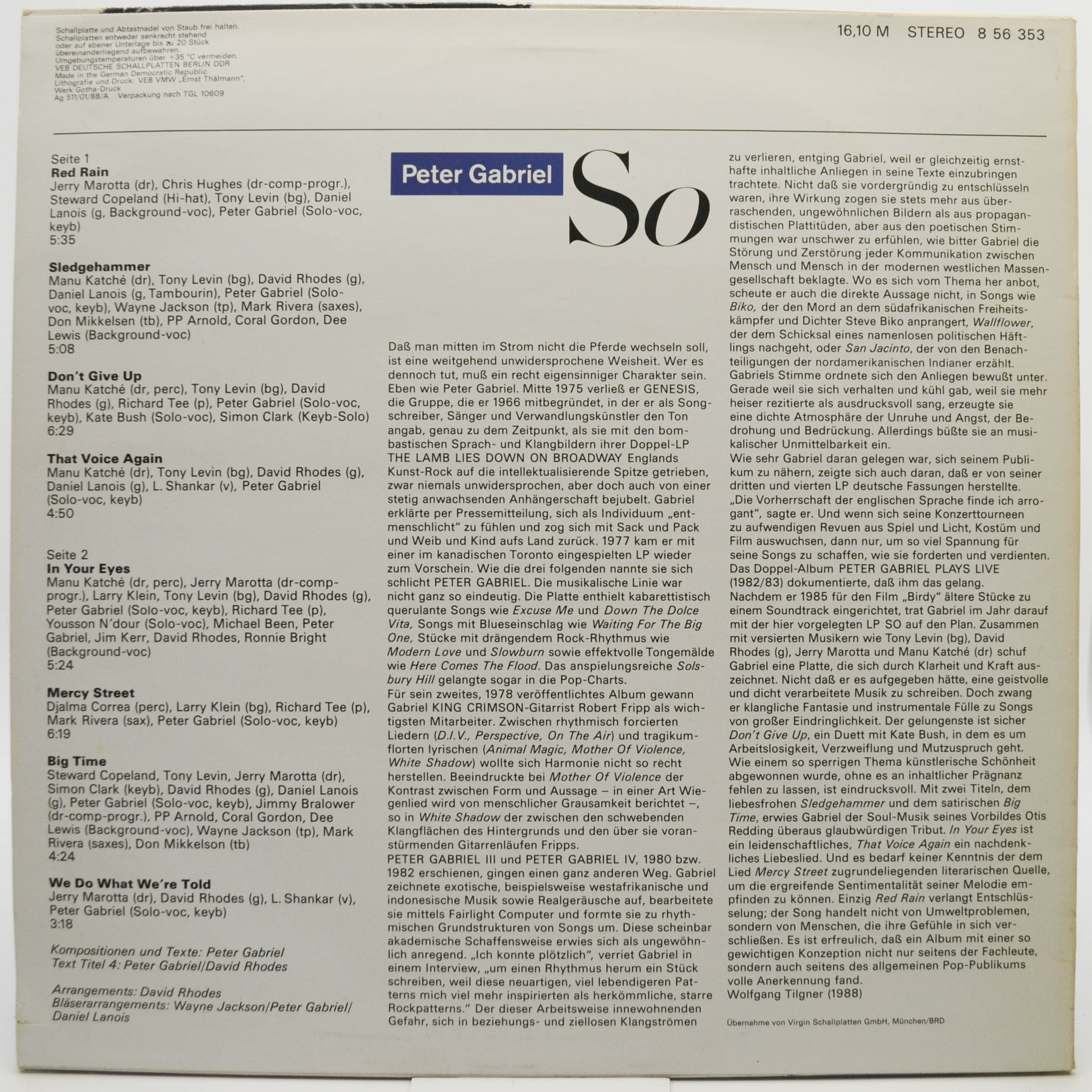 Peter Gabriel — So, 1988