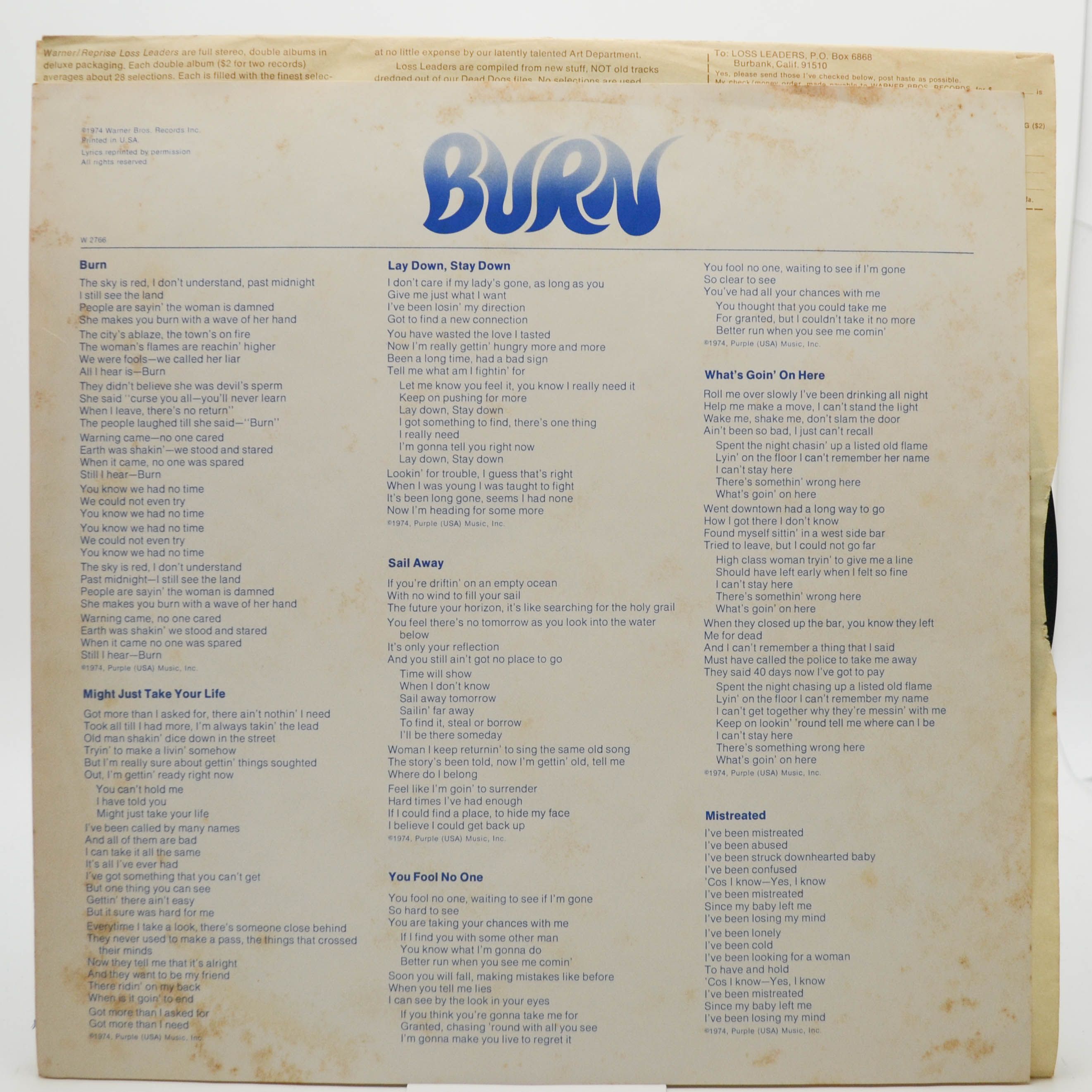 Deep Purple — Burn (USA), 1974