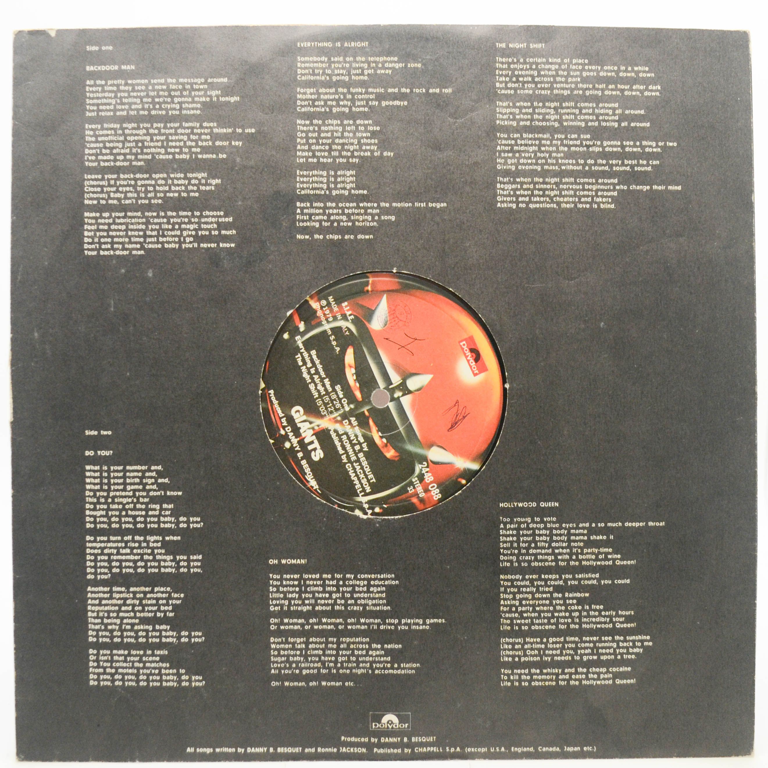 Виниловая пластинка Giants — Giants, 1979