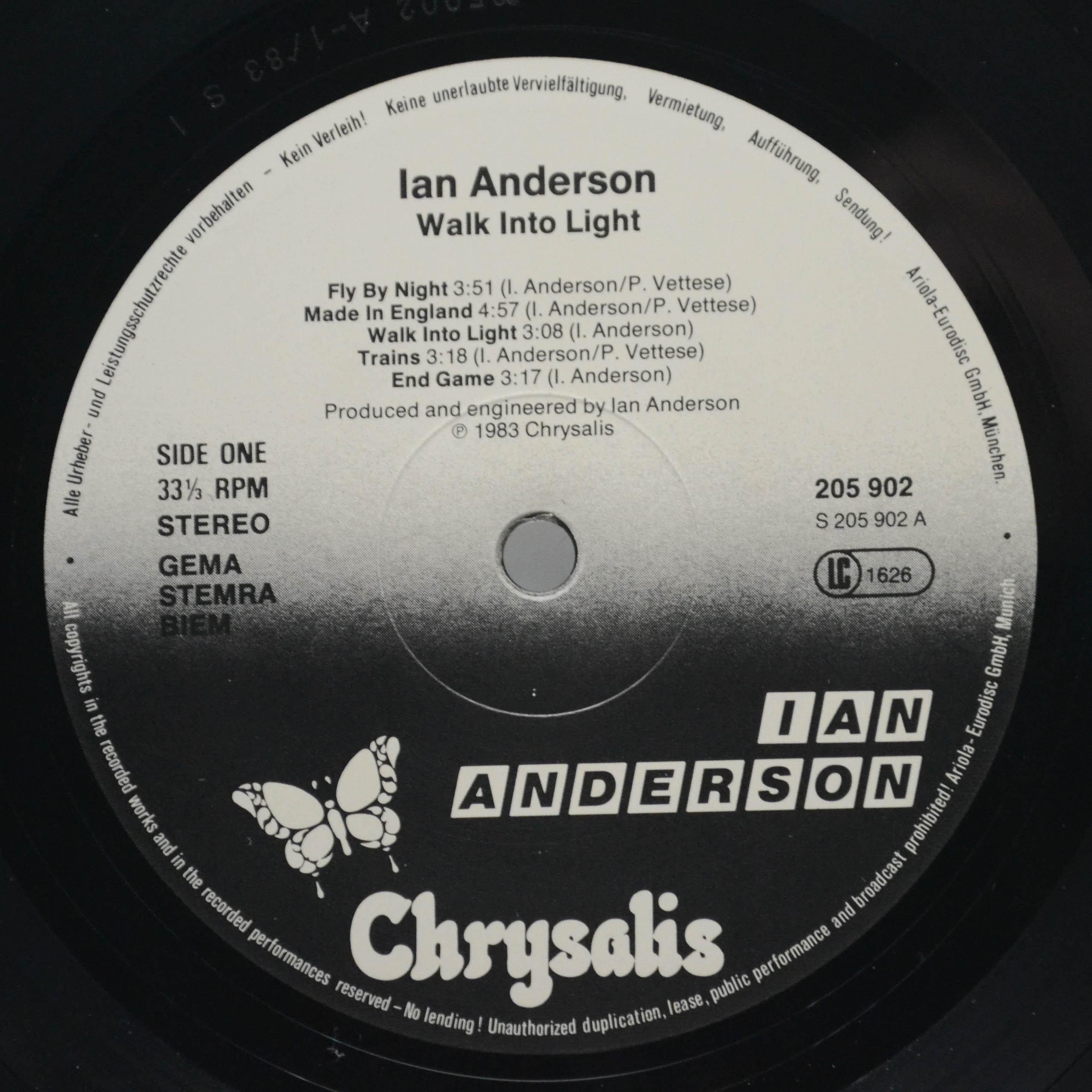 Виниловая пластинка Ian Anderson — Walk Into Light, 1983