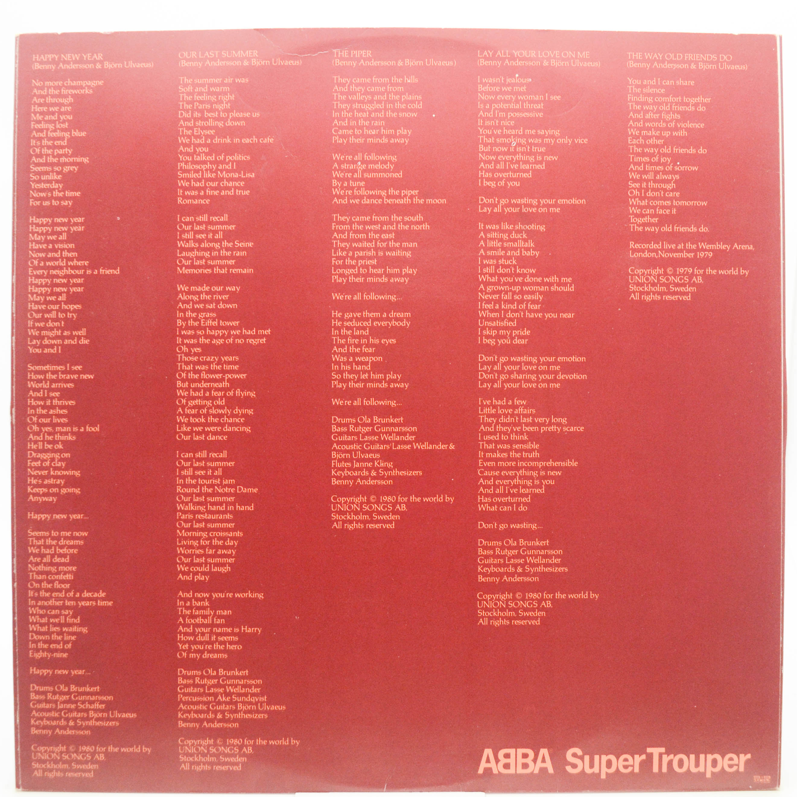 ABBA — Super Trouper (1-st, Sweden), 1980