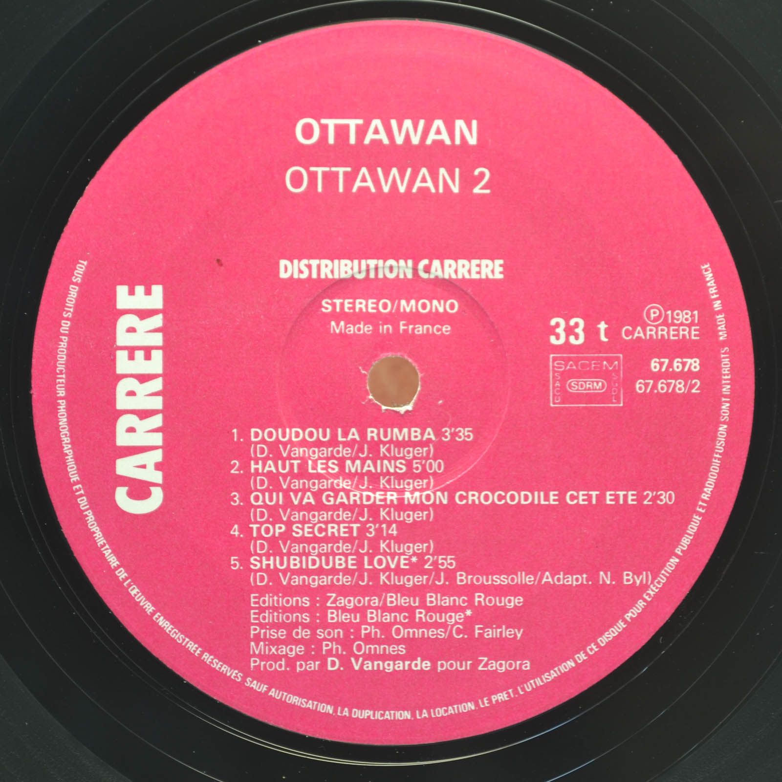 Виниловая пластинка Ottawan — 2 (France), 1981