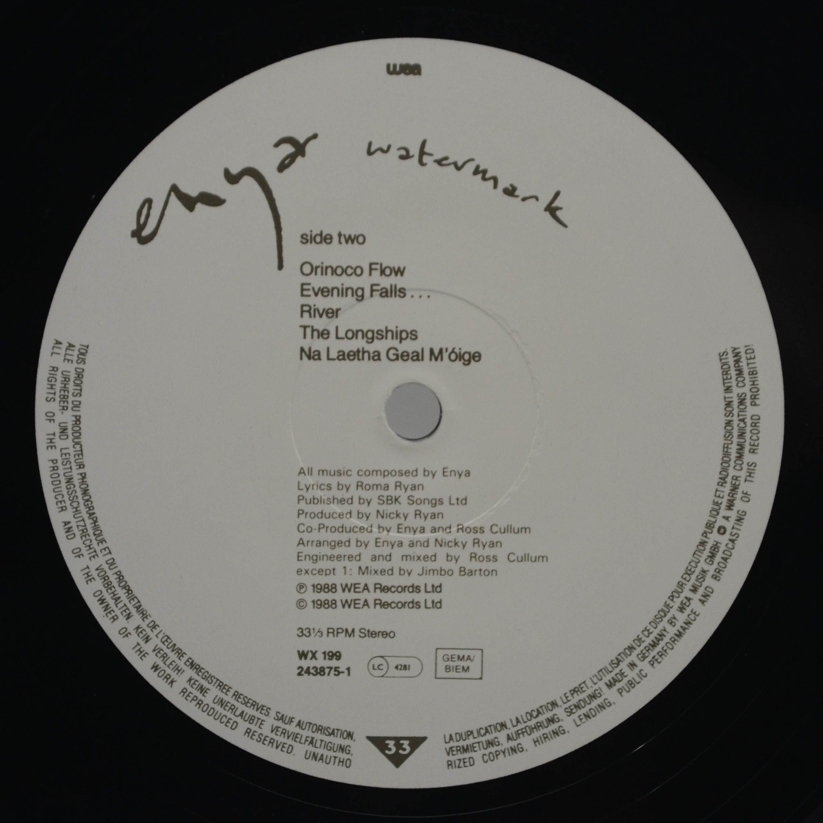 Виниловая пластинка Enya — Watermark, 1988