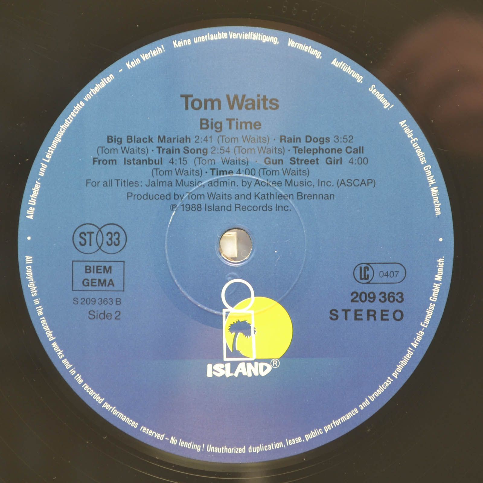Tom Waits — Big Time, 1988