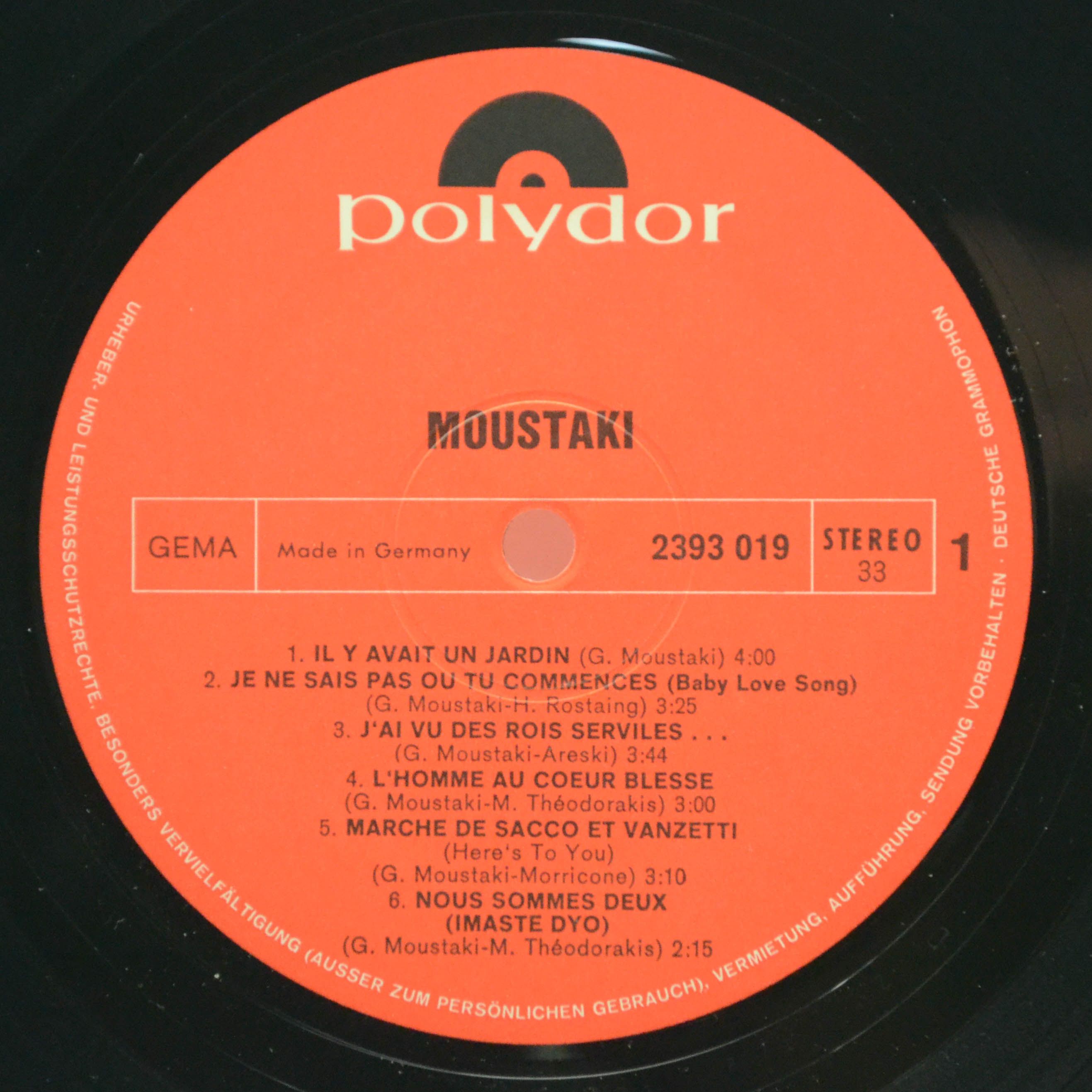 Виниловая пластинка Moustaki — Moustaki, 1971