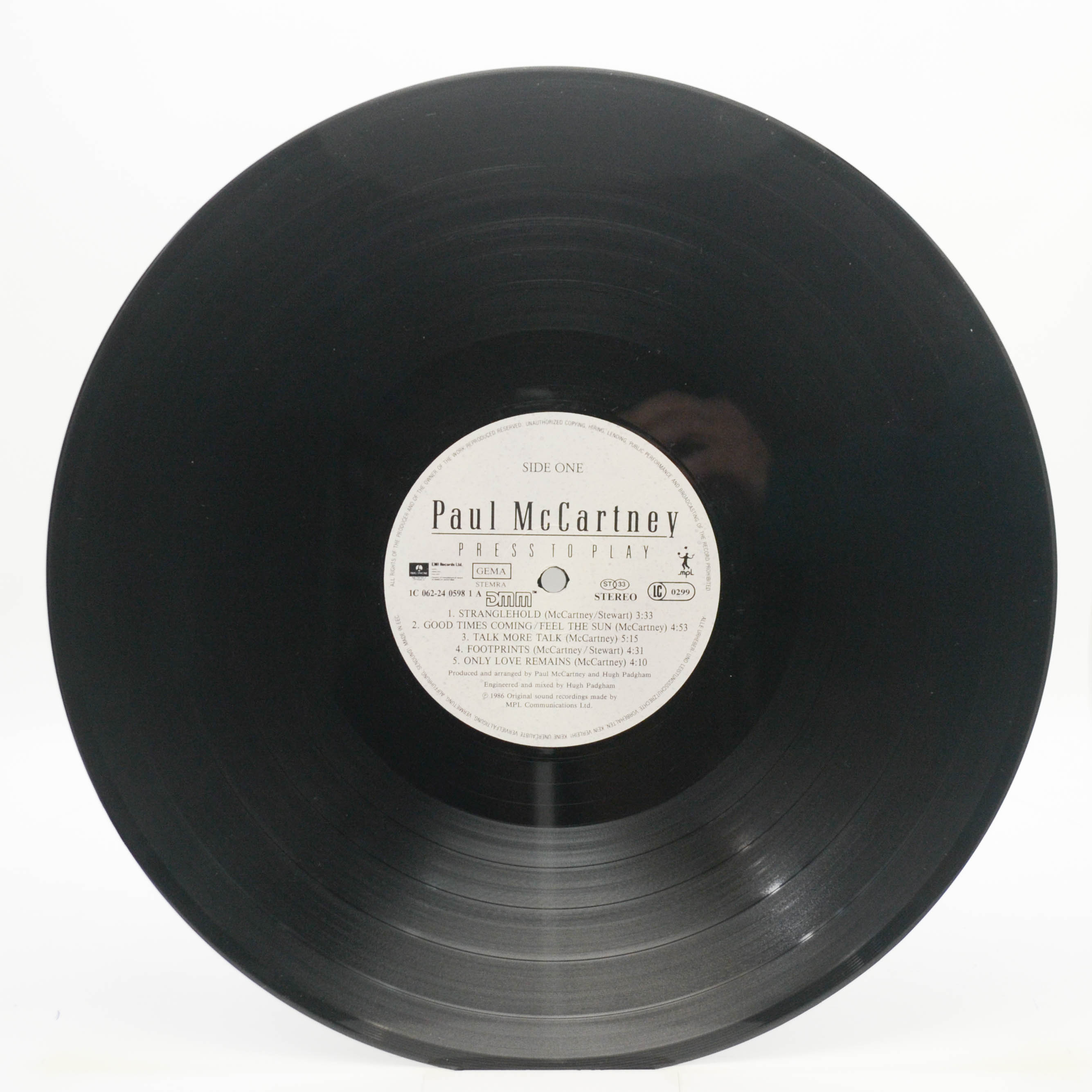 Виниловая пластинка Paul McCartney — Press To Play, 1986