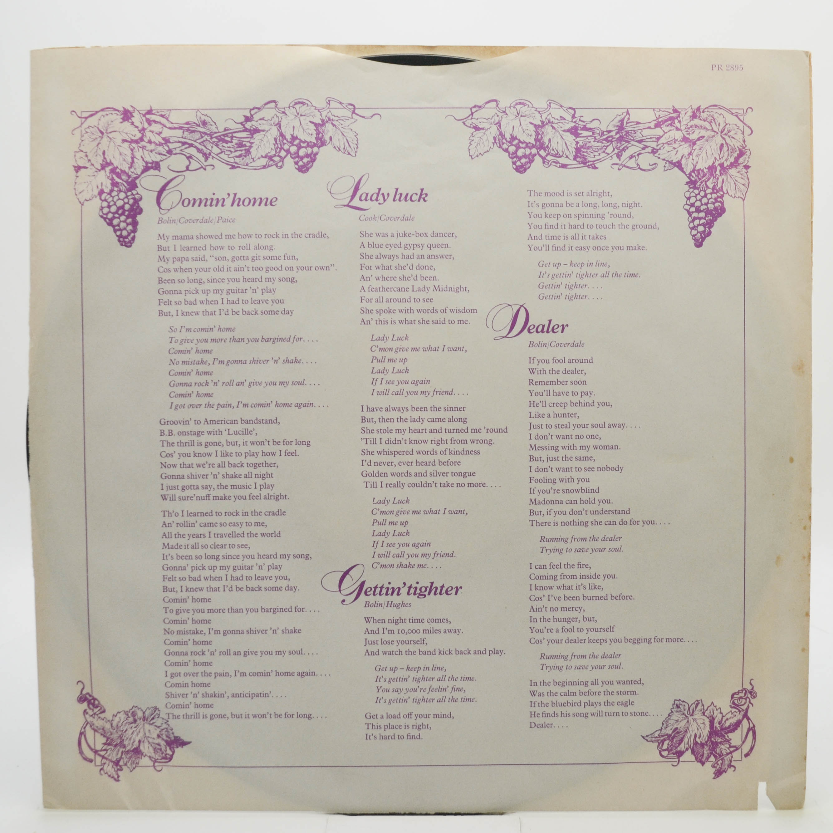 Виниловая пластинка Deep Purple — Come Taste The Band (USA), 1975