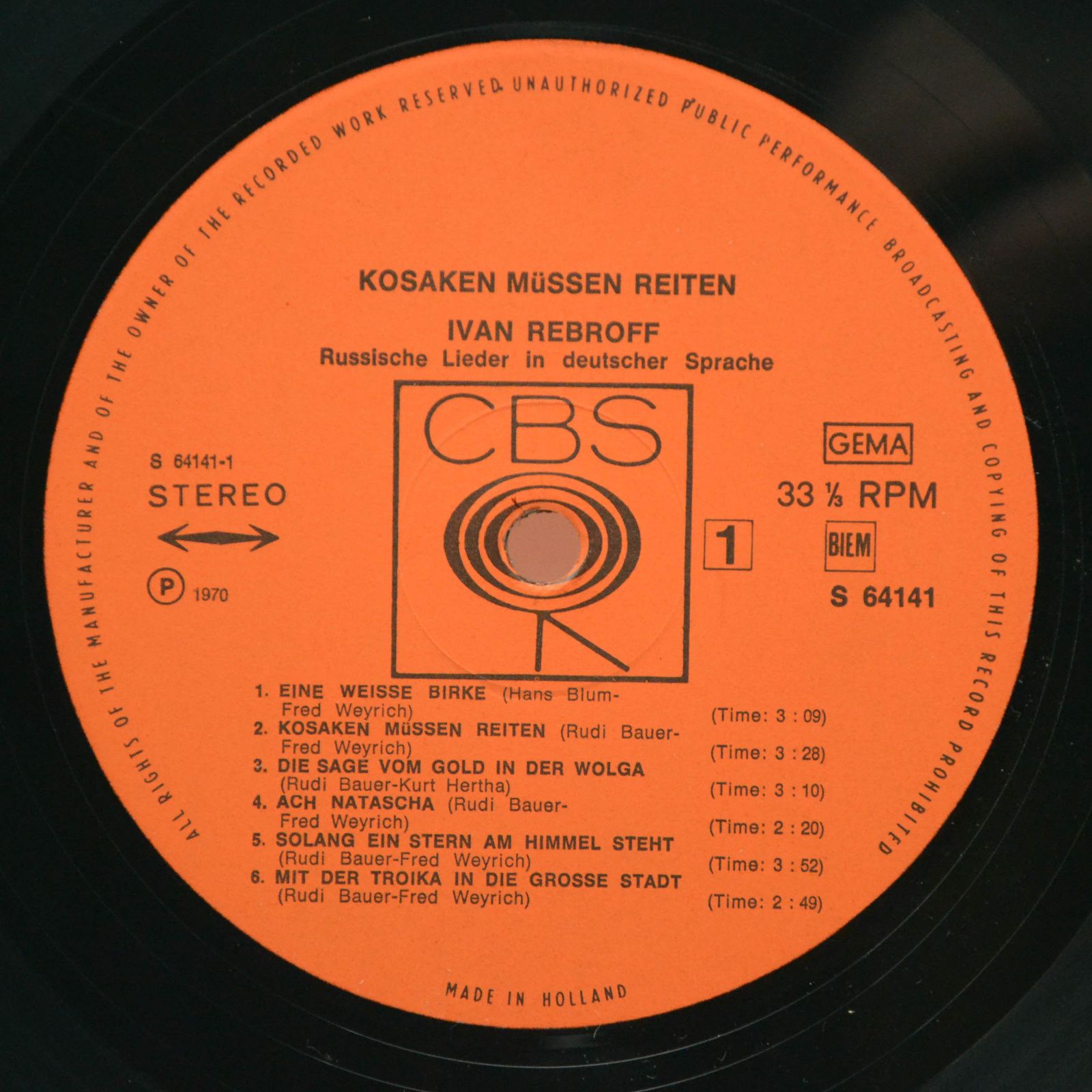 Виниловая пластинка Ivan Rebroff — Kosaken Müssen Reiten, 1970
