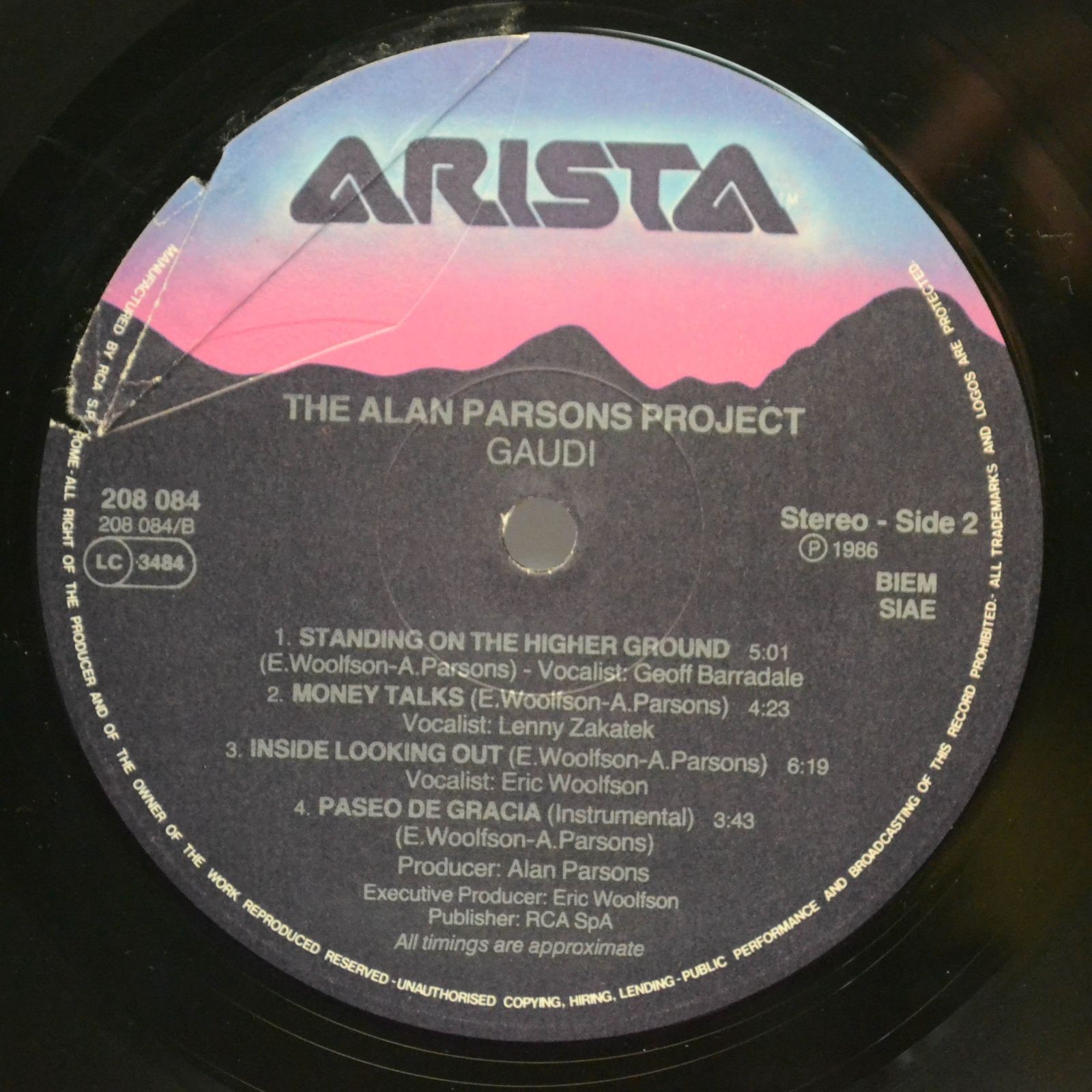 Виниловая пластинка The Alan Parsons Project — Gaudi, 1987