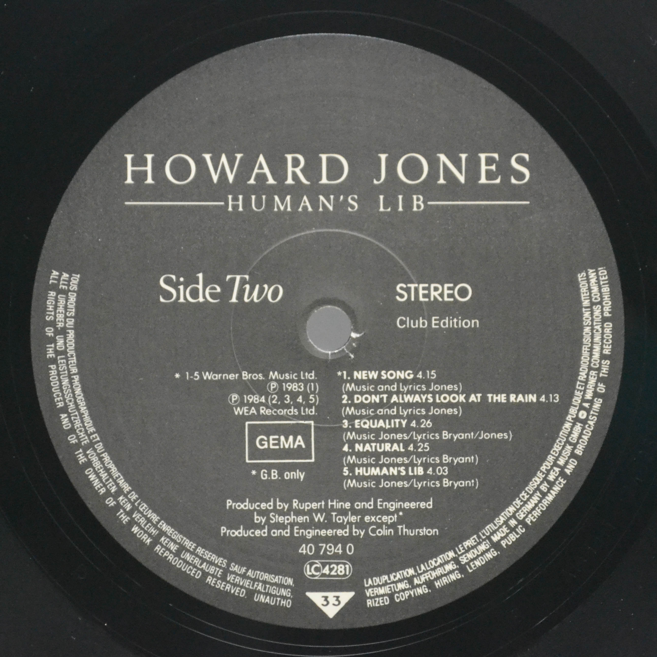 Howard Jones — Human's Lib, 1984