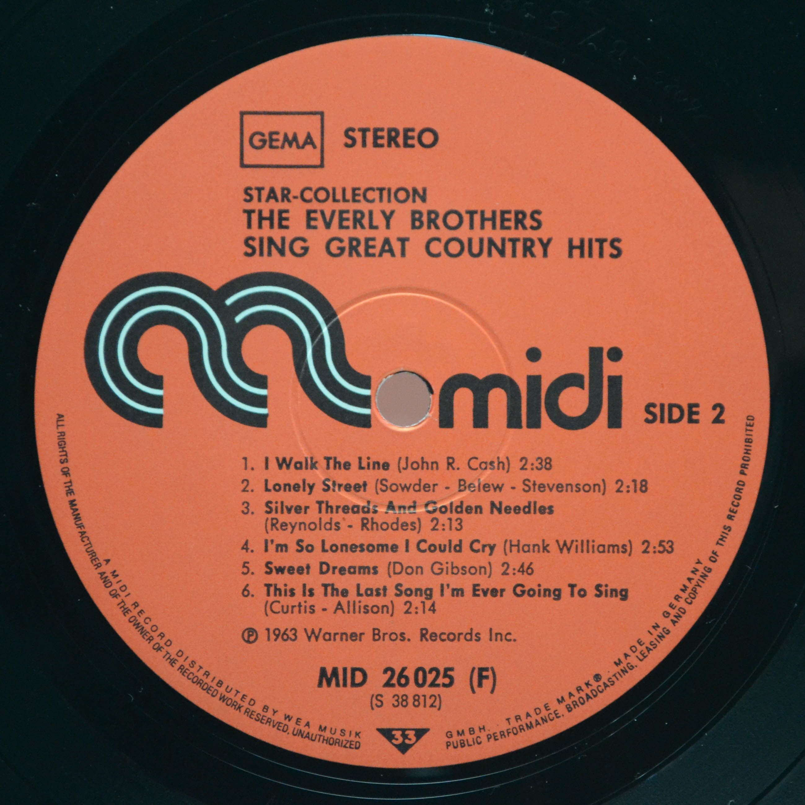 Виниловая пластинка Everly Brothers — Sing Great Country Hits, 1975