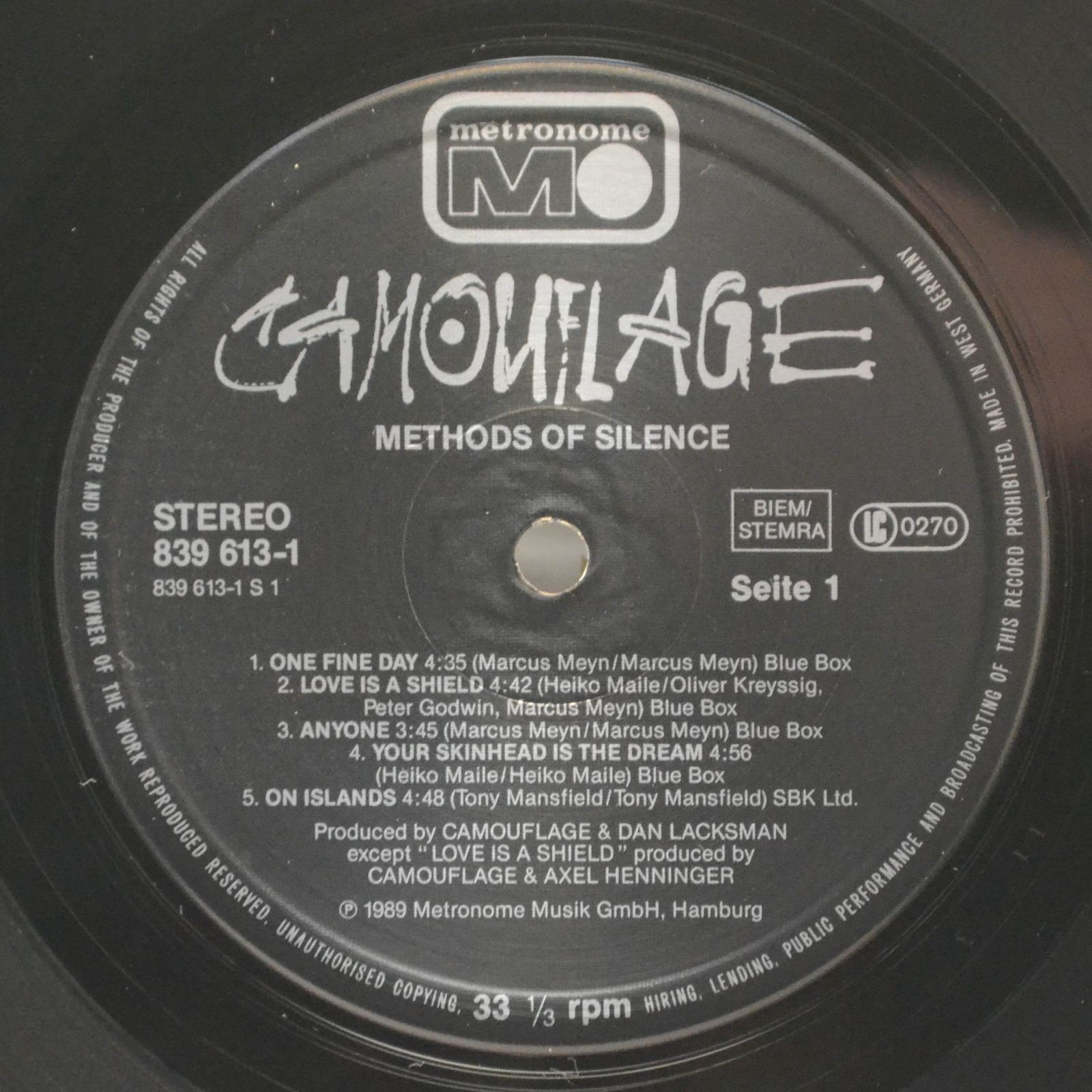 Camouflage — Methods Of Silence, 1989