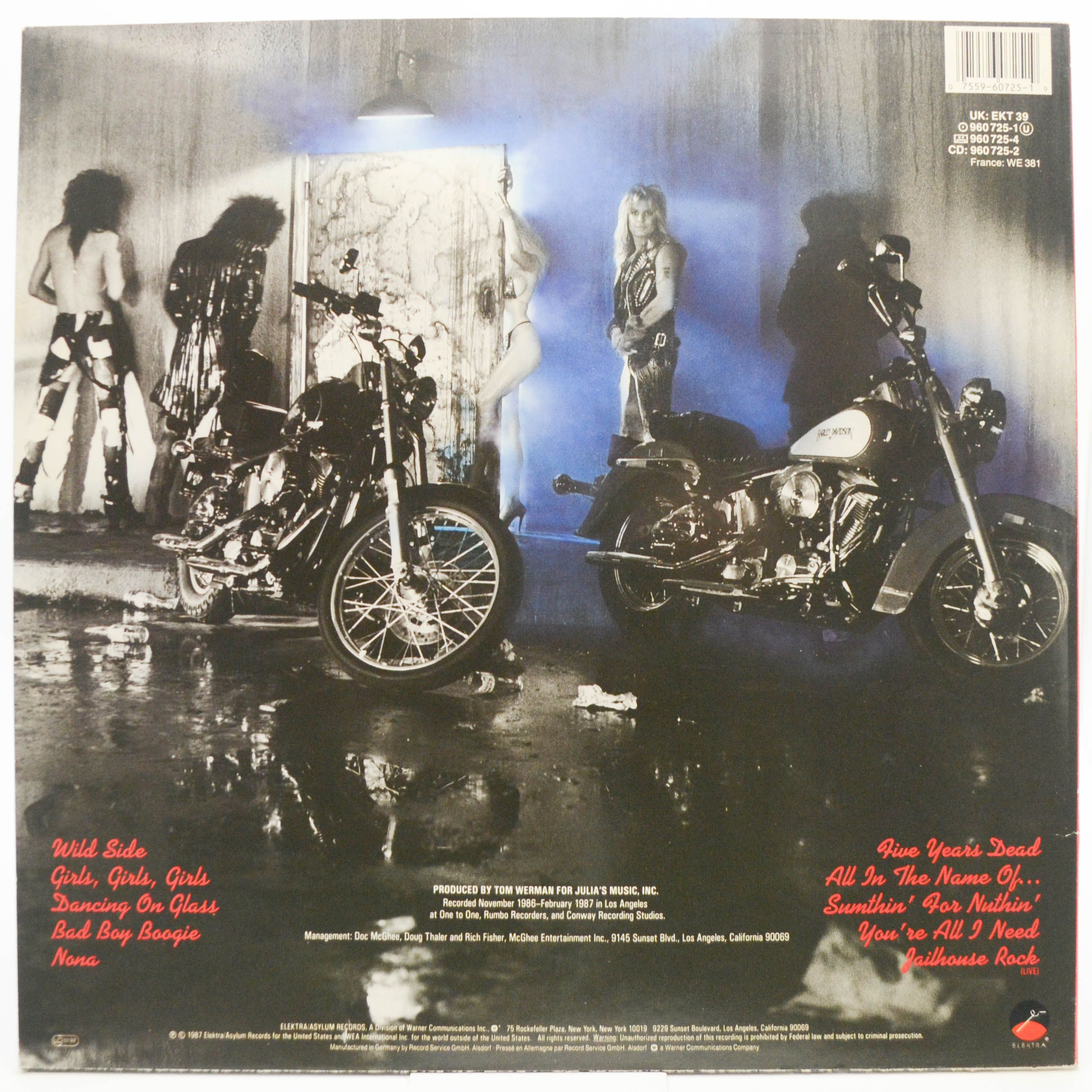 Виниловая пластинка Mötley Crüe — Girls, Girls, Girls, 1987