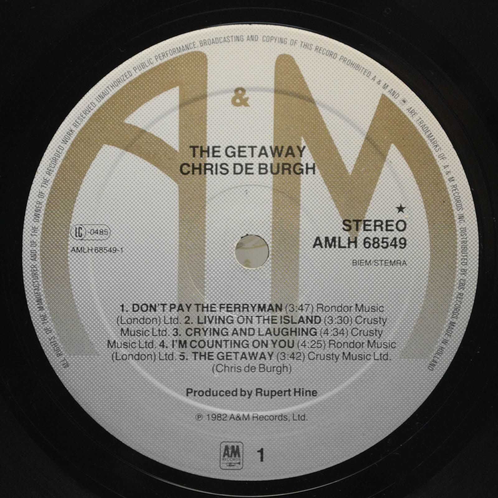 Виниловая пластинка Chris de Burgh — The Getaway, 1982