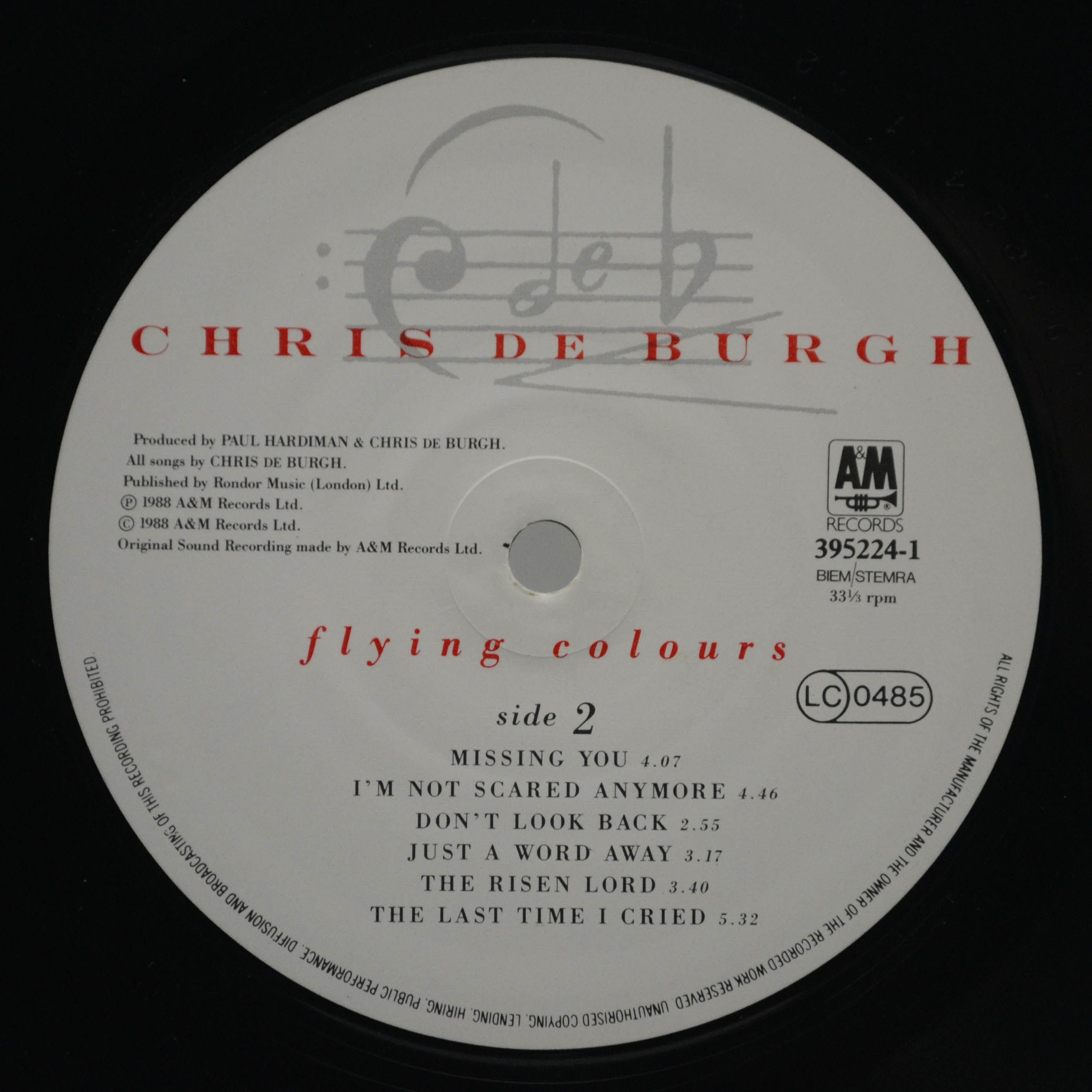 Виниловая пластинка Chris de Burgh — Flying Colours, 1988