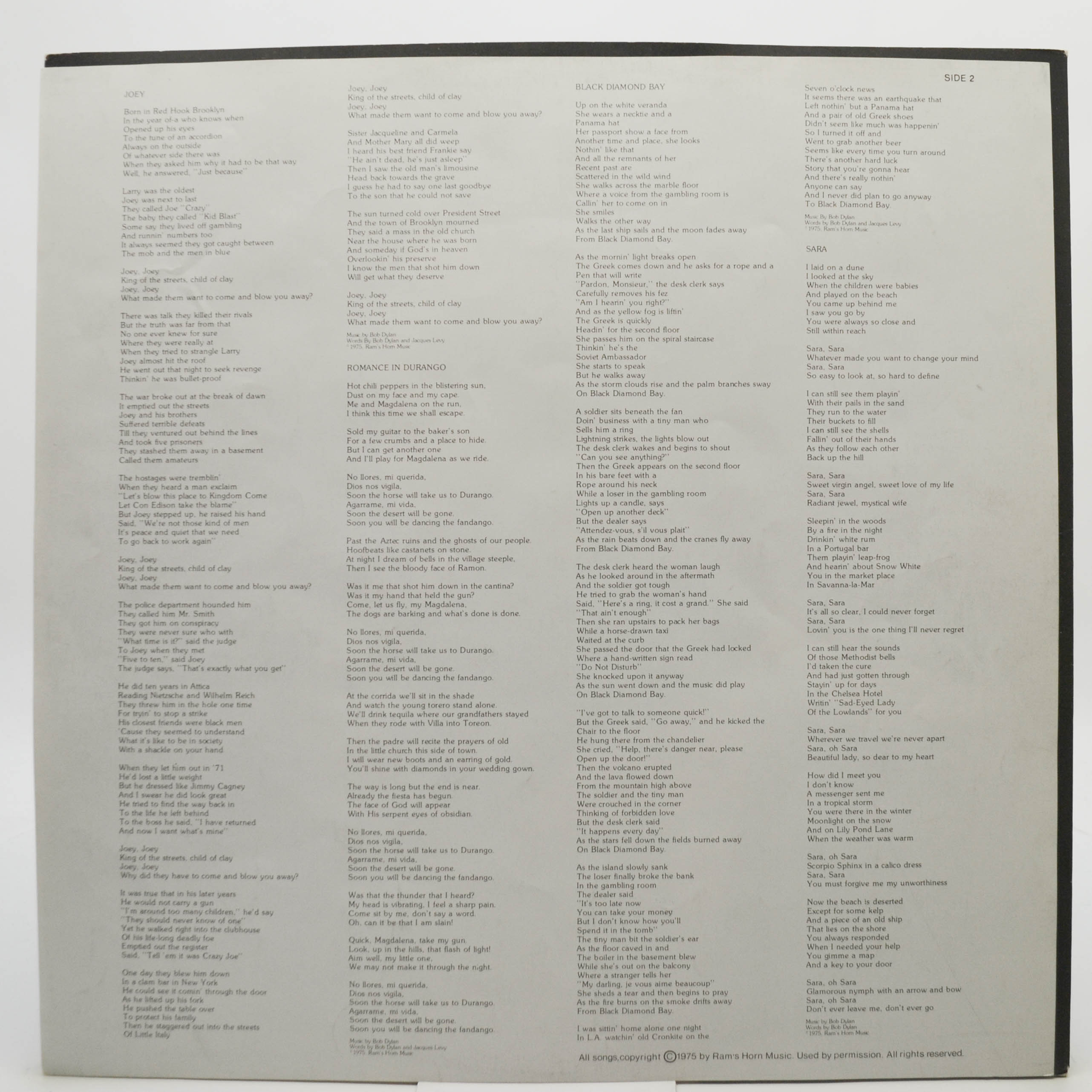 Bob Dylan — Desire, 1977