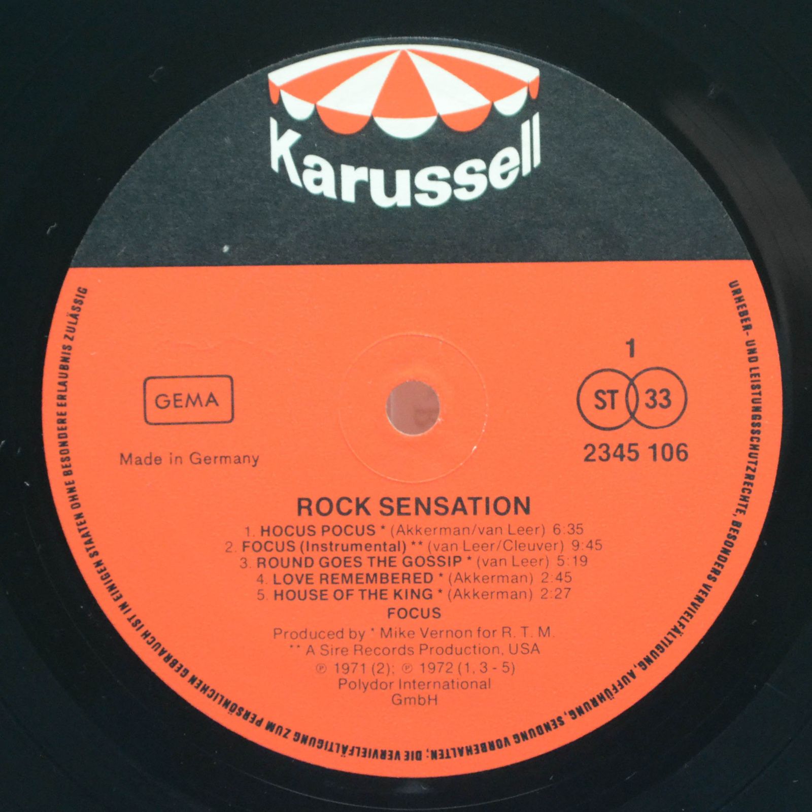 Виниловая пластинка Focus — The Greatest Rock Sensation, 1975