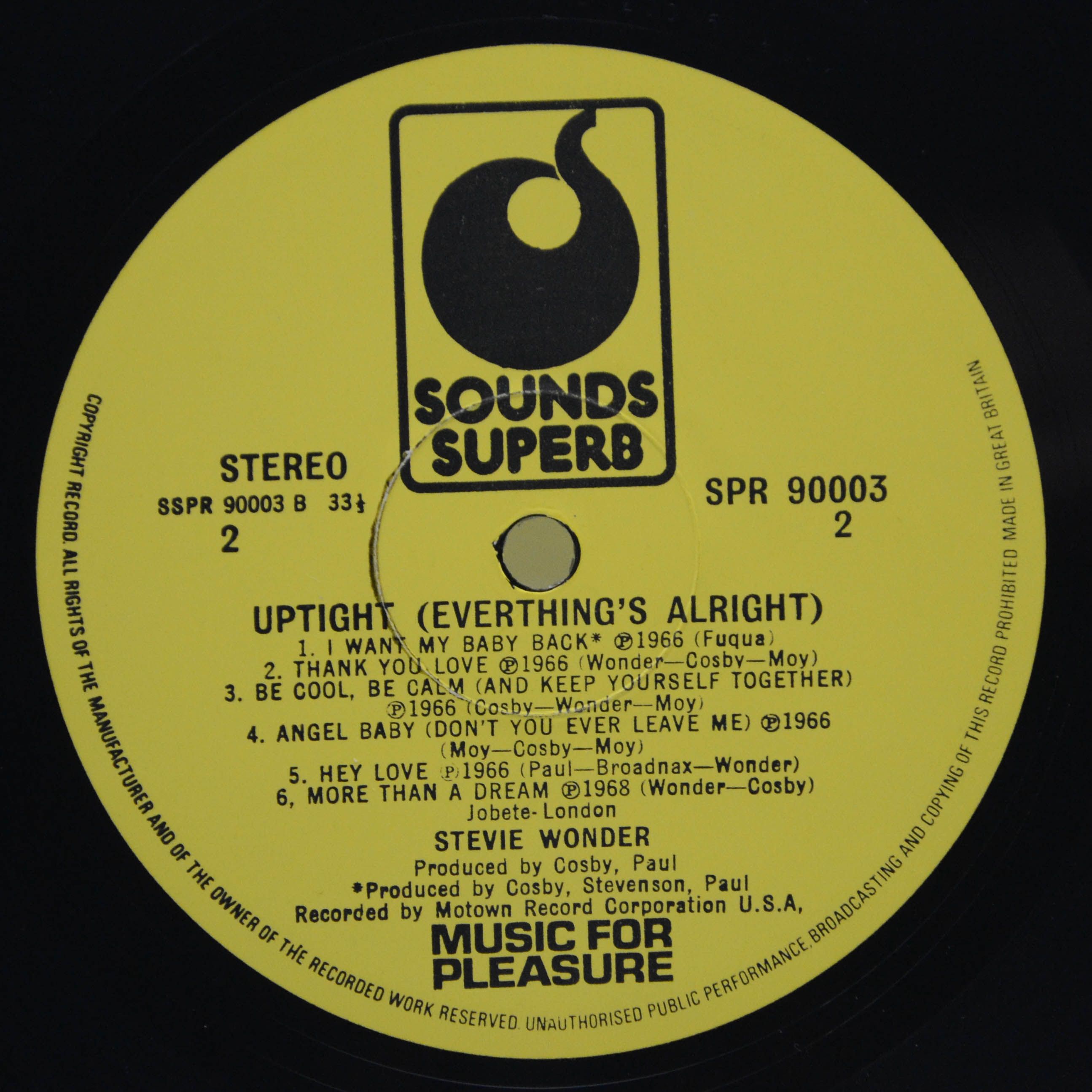 Виниловая пластинка Stevie Wonder — Uptight (Everything's Alright) (UK), 1973