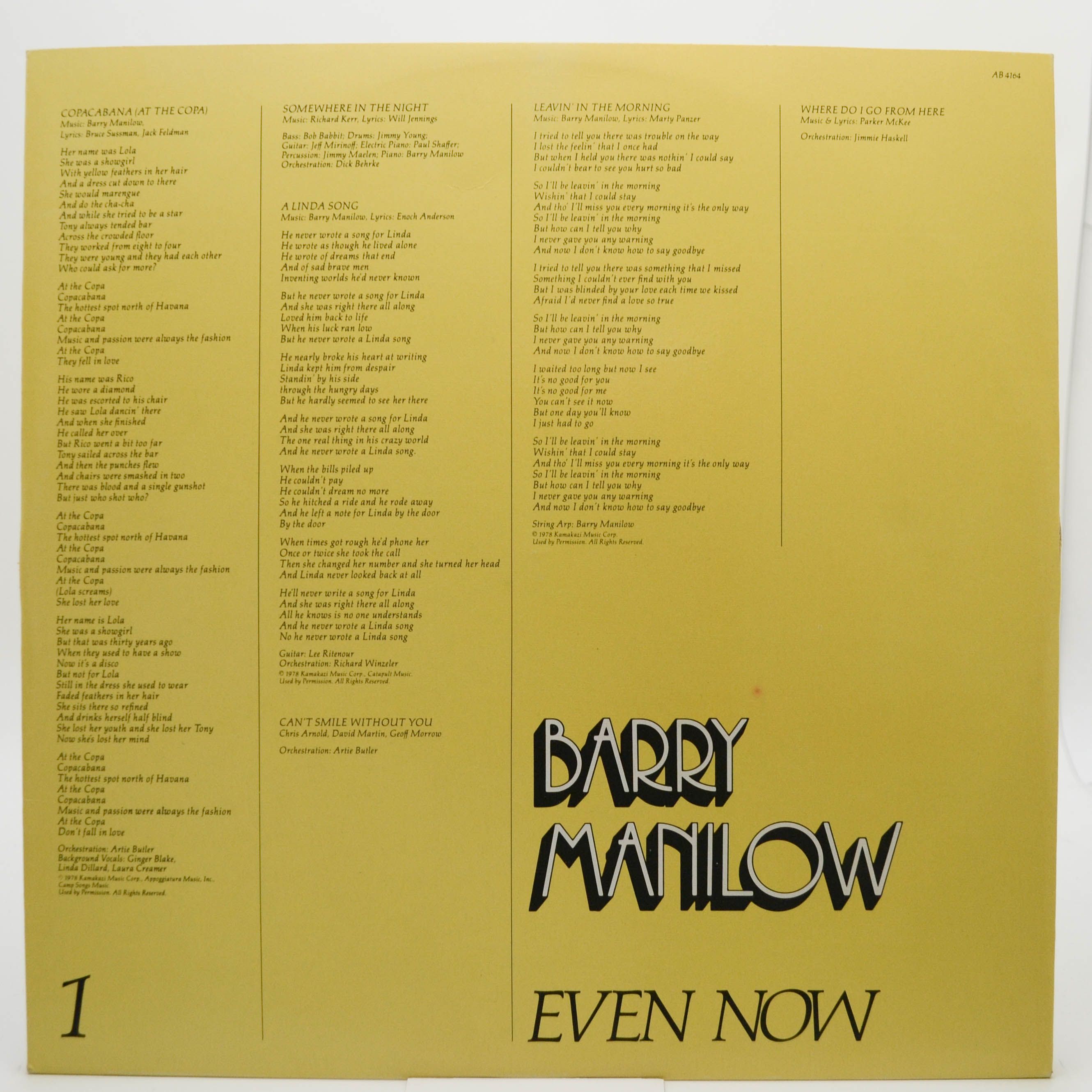 Виниловая пластинка Barry Manilow — Even Now, 1978