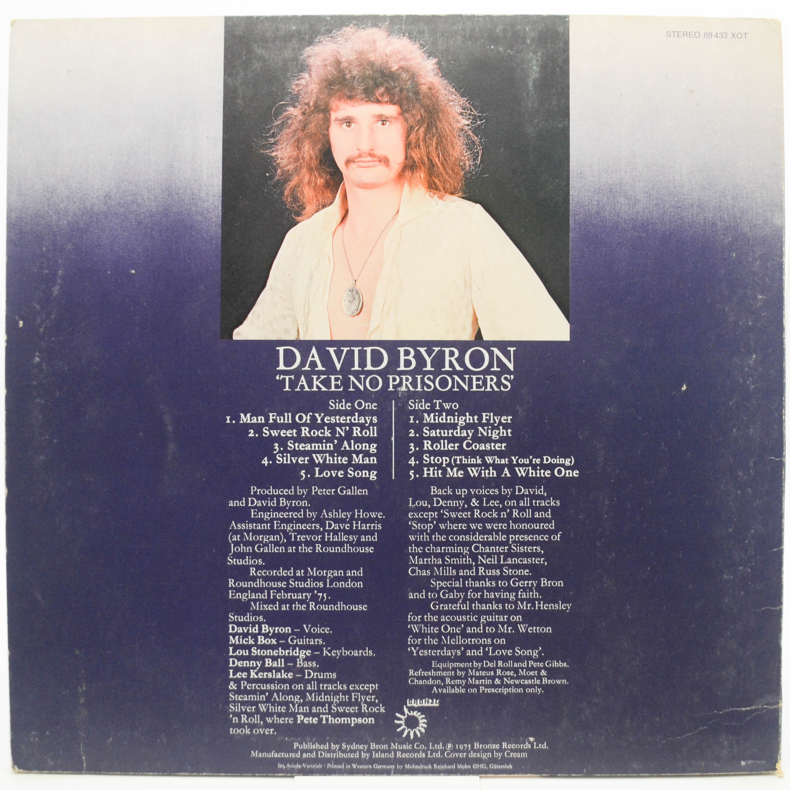 Виниловая пластинка David Byron — Take No Prisoners, 1975
