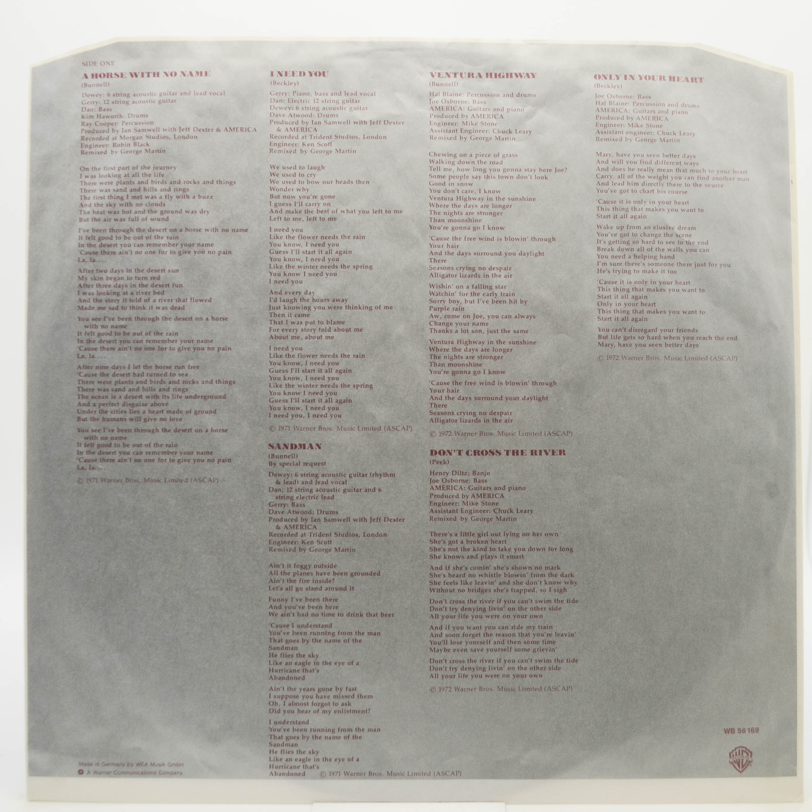 Виниловая пластинка America — History · America's Greatest Hits, 1975