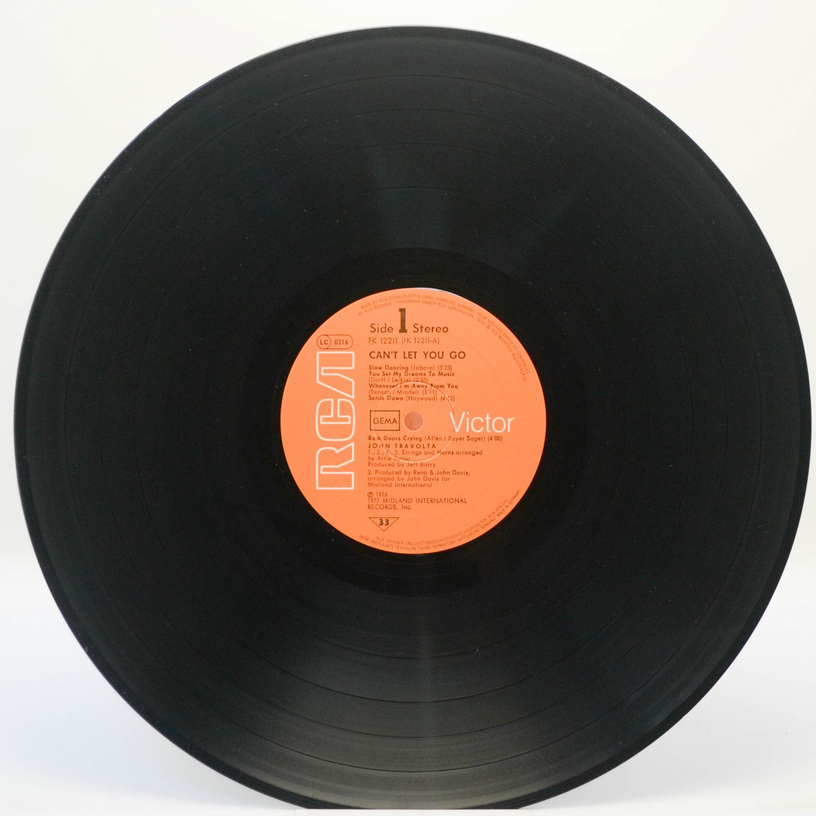 Виниловая пластинка John Travolta — Can't Let You Go, 1977
