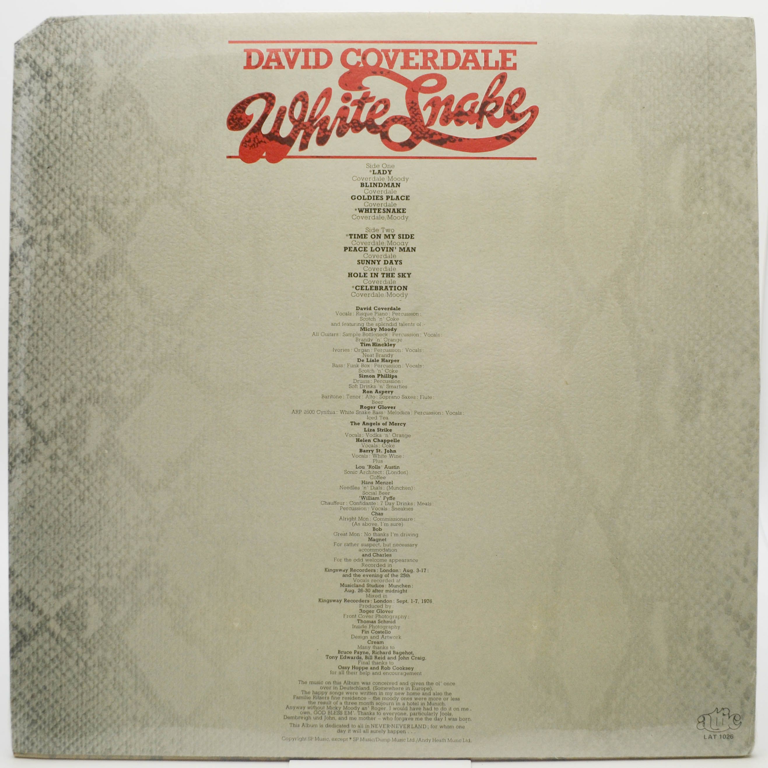 Виниловая пластинка David Coverdale — White Snake, 1977
