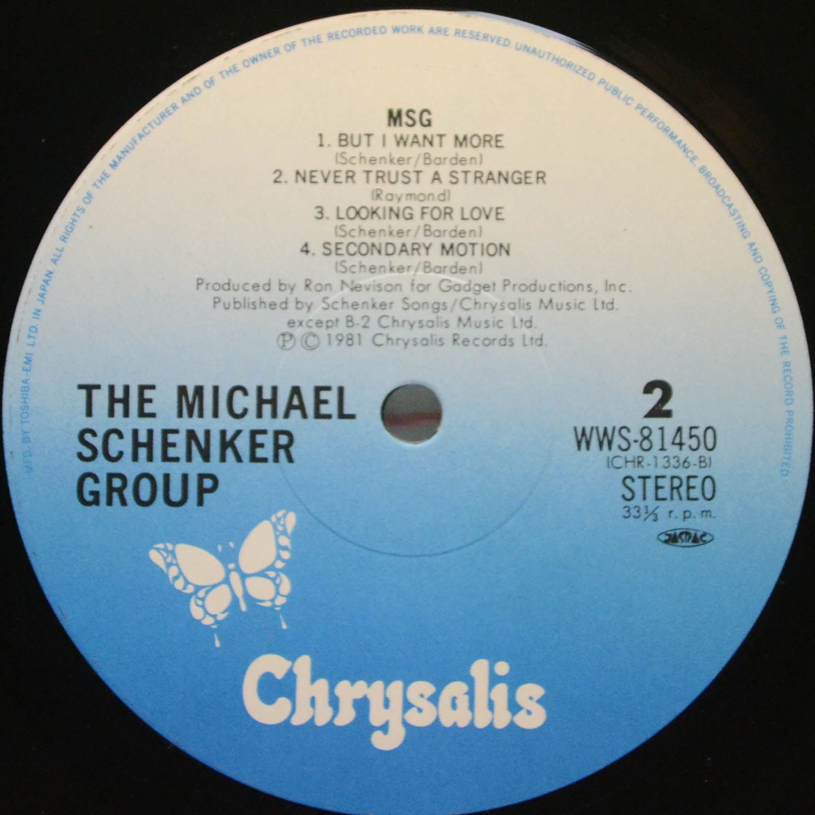 Виниловая пластинка Michael Schenker Group — MSG, 1981
