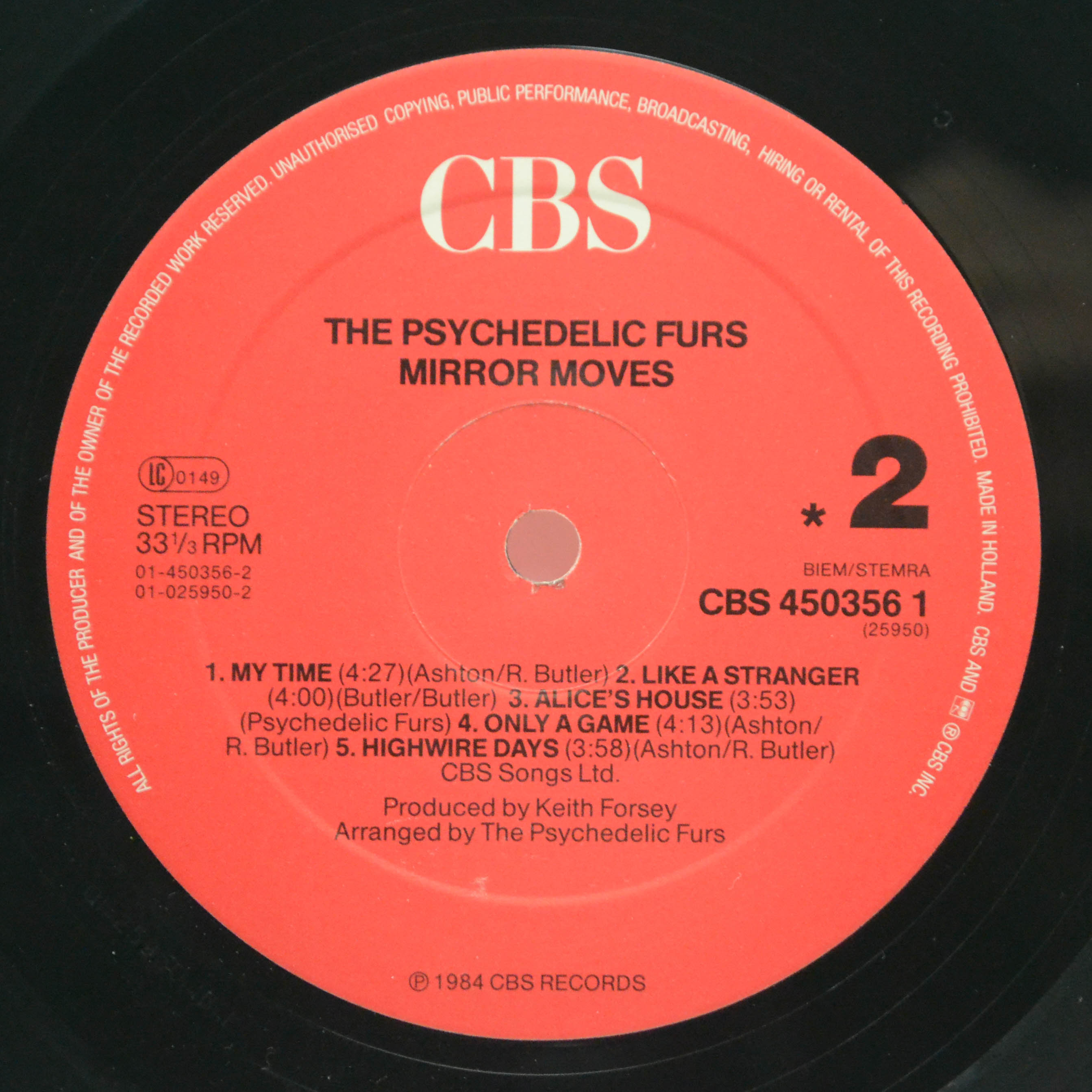 Виниловая пластинка Psychedelic Furs — Mirror Moves, 1984