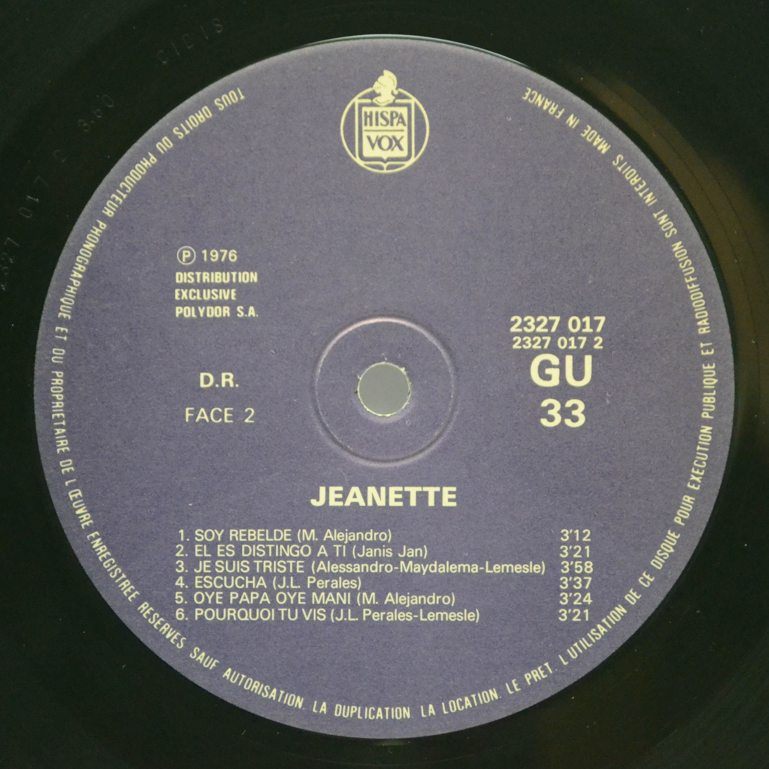 Виниловая пластинка Jeanette — Porque Te Vas, 1976