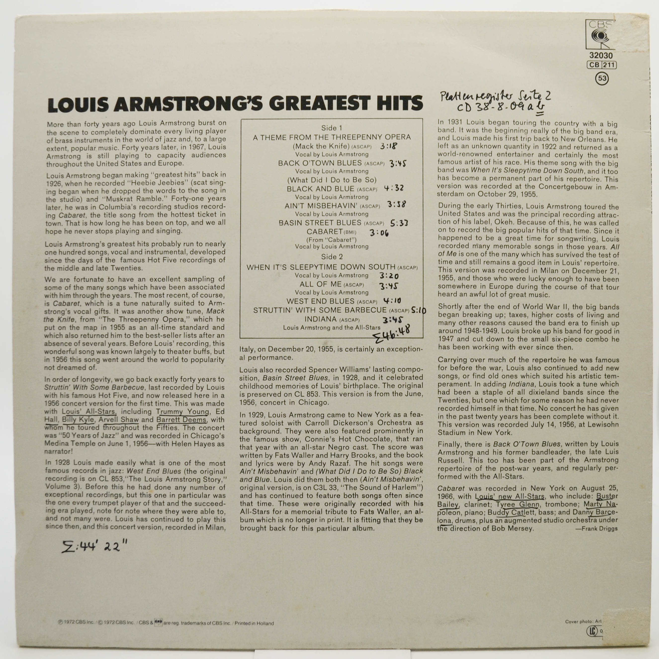 Louis Armstrong — Louis Armstrong's Greatest Hits, 1967
