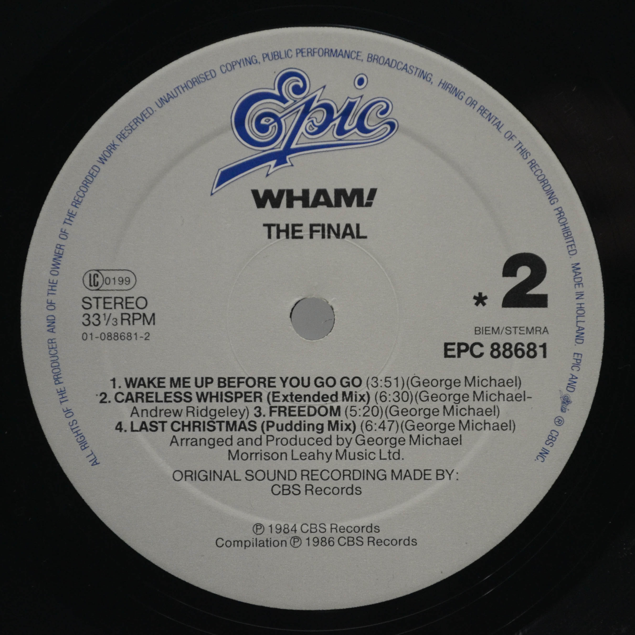 Виниловая пластинка Wham! — The Final (2LP), 1986