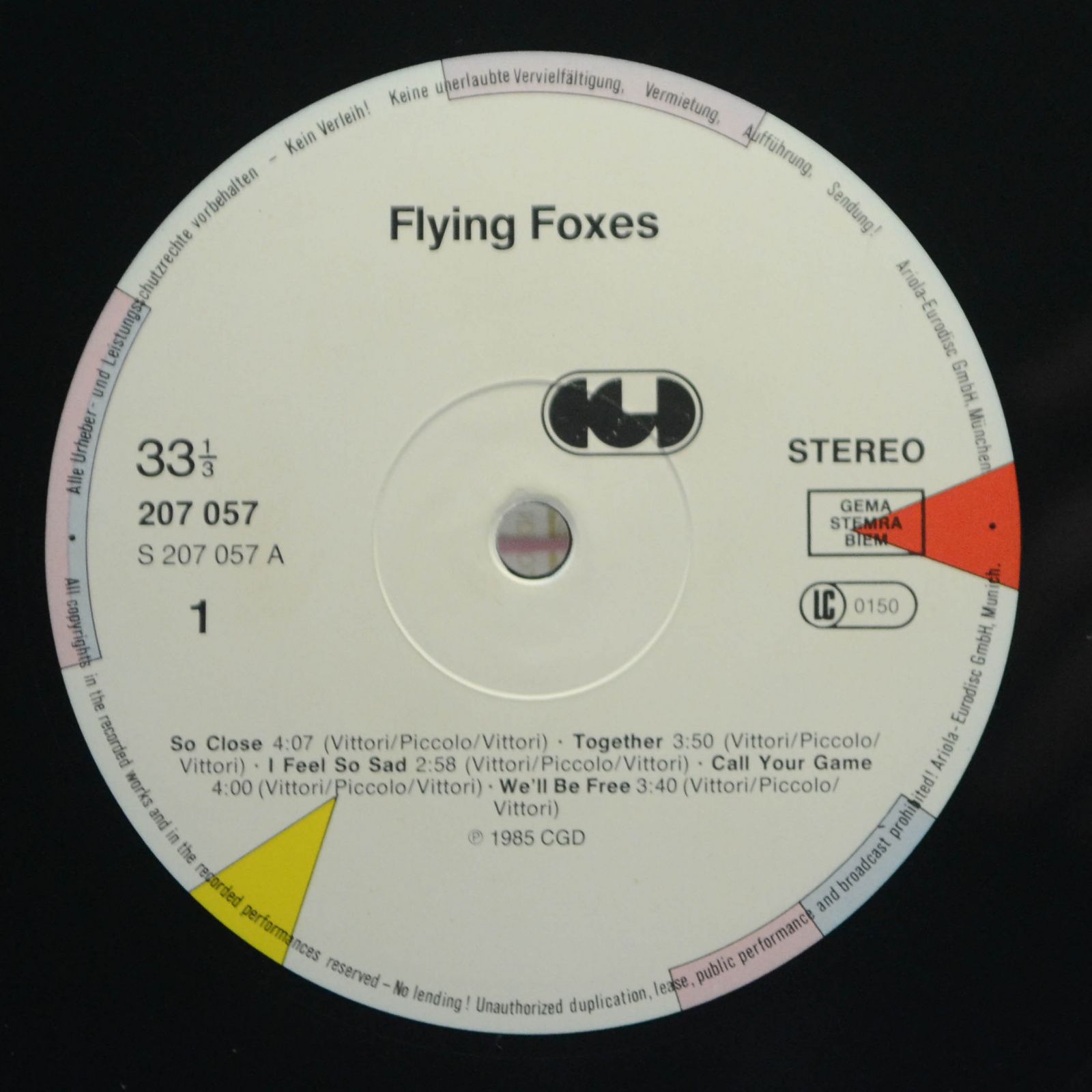 Виниловая пластинка Flying Foxes — Flying Foxes, 1985