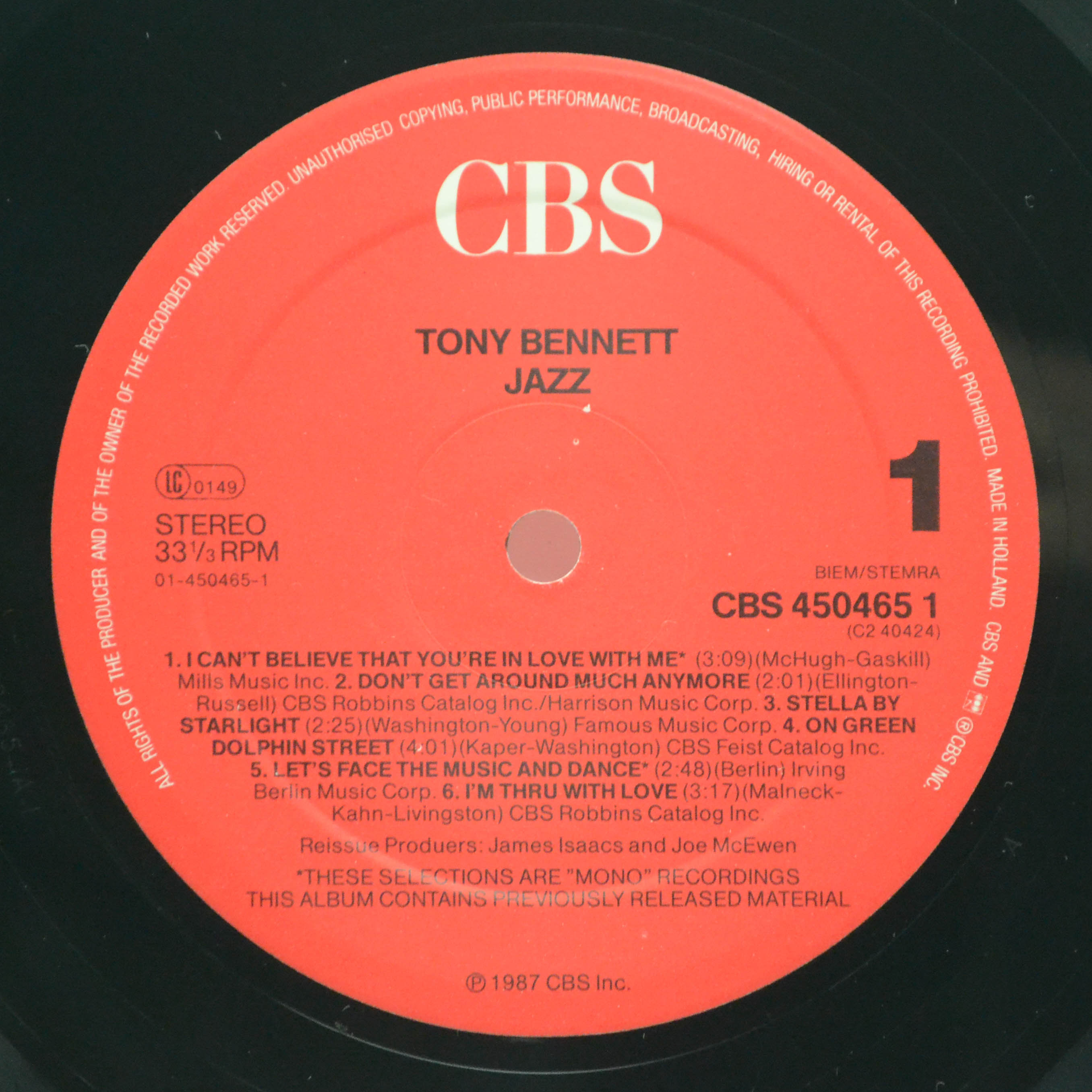 Tony Bennett — Jazz (2LP), 1987