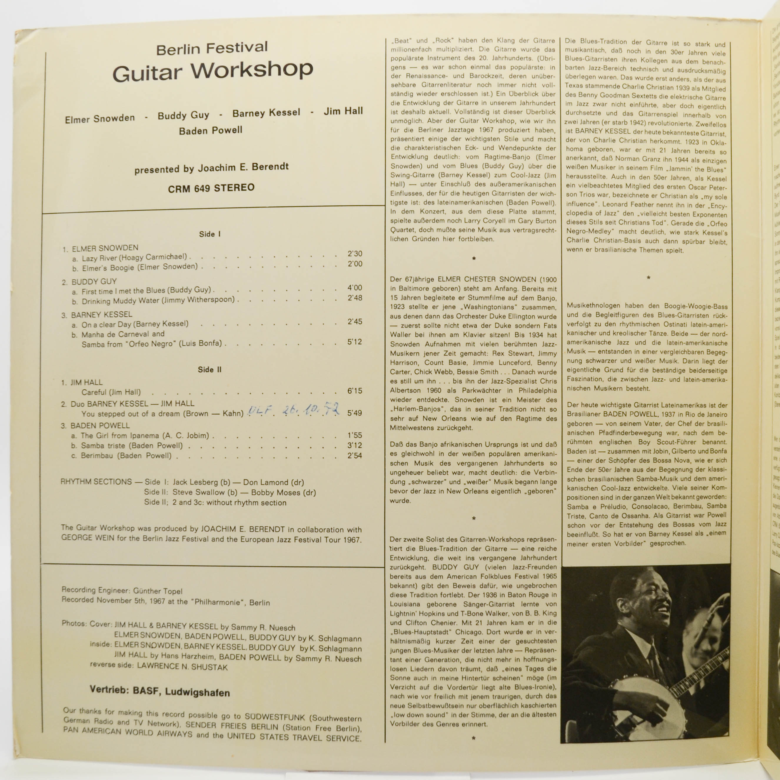 Various — Berlin Festival Guitar Workshop, 1968