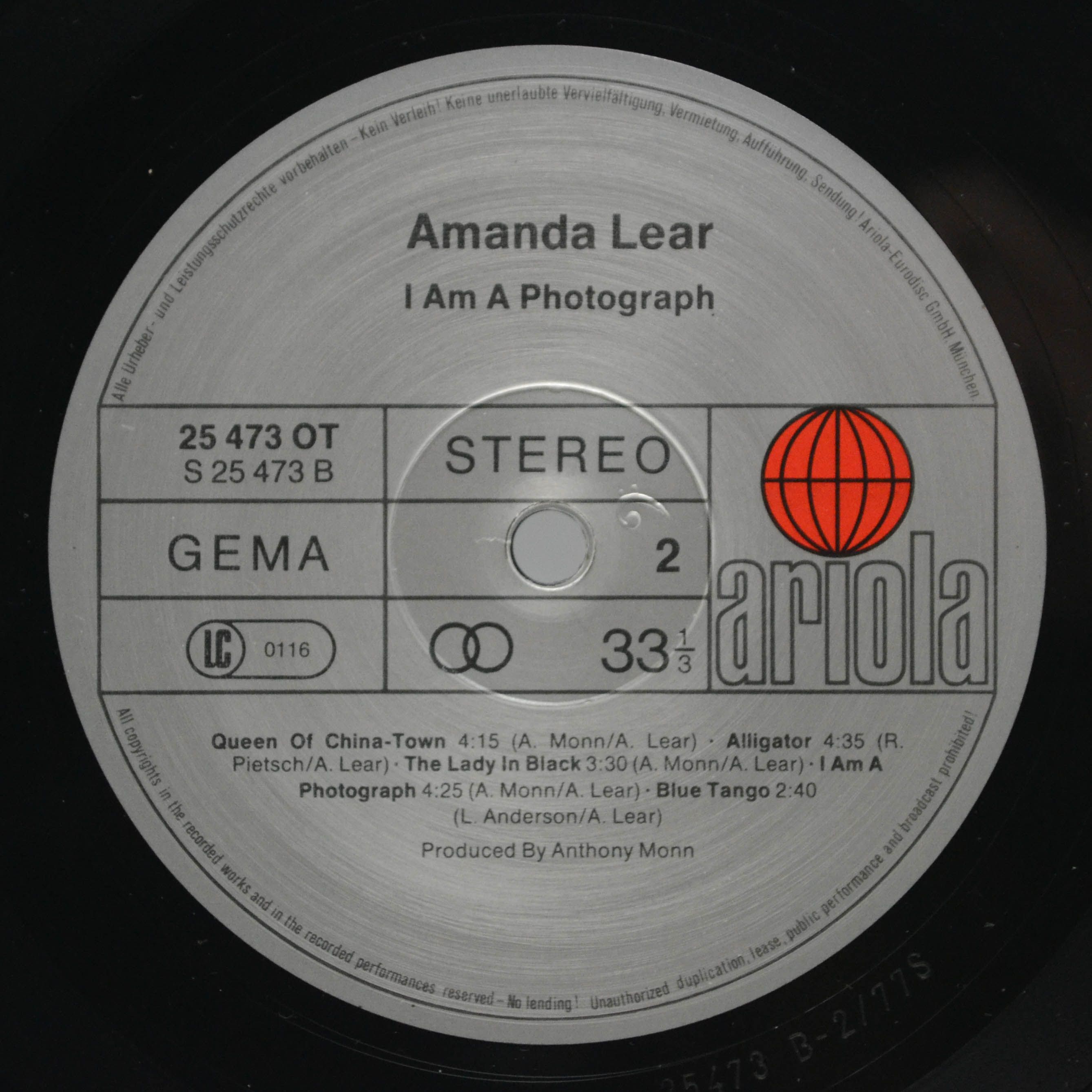 Виниловая пластинка Amanda Lear — I Am A Photograph, 1977