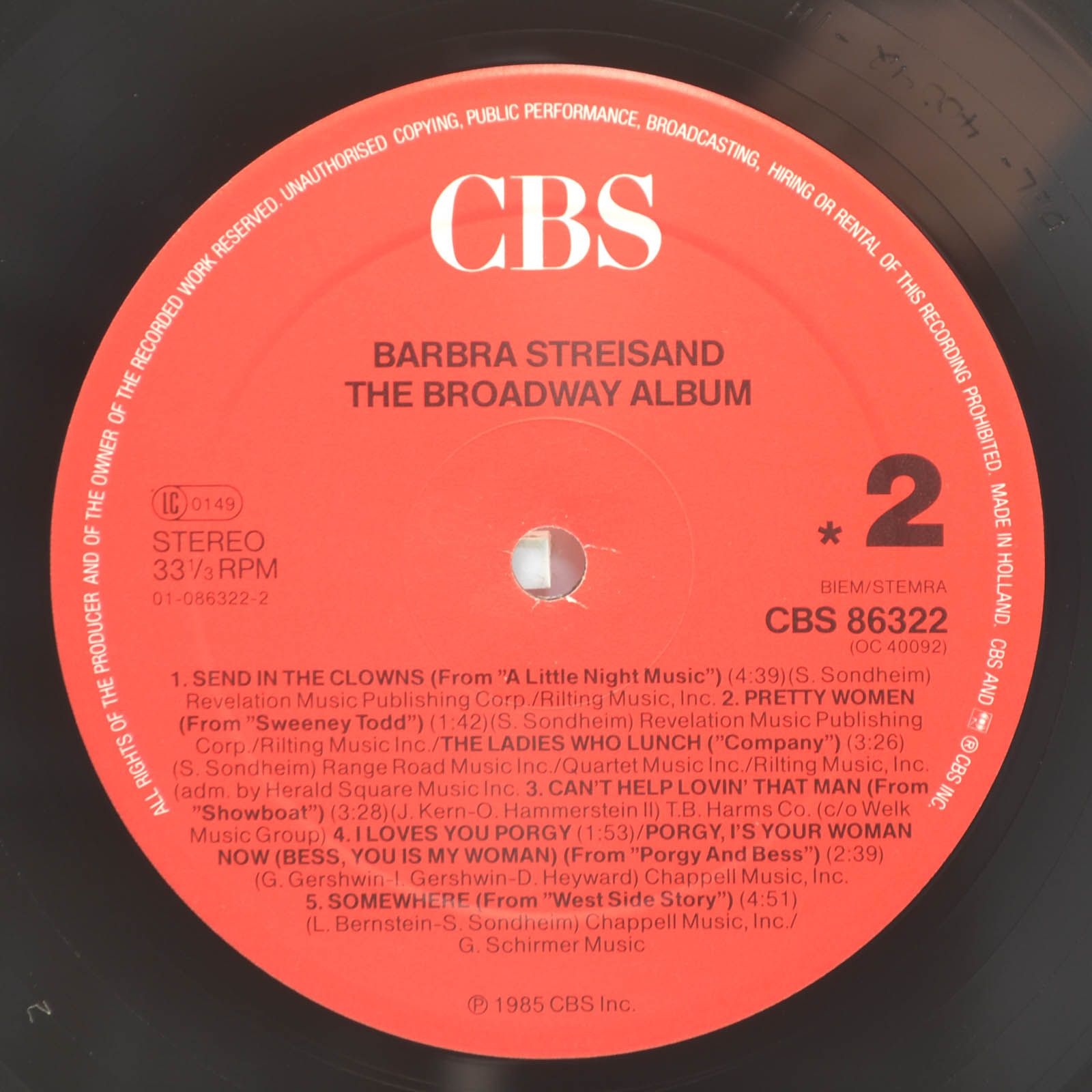 Barbra Streisand — The Broadway Album, 1985