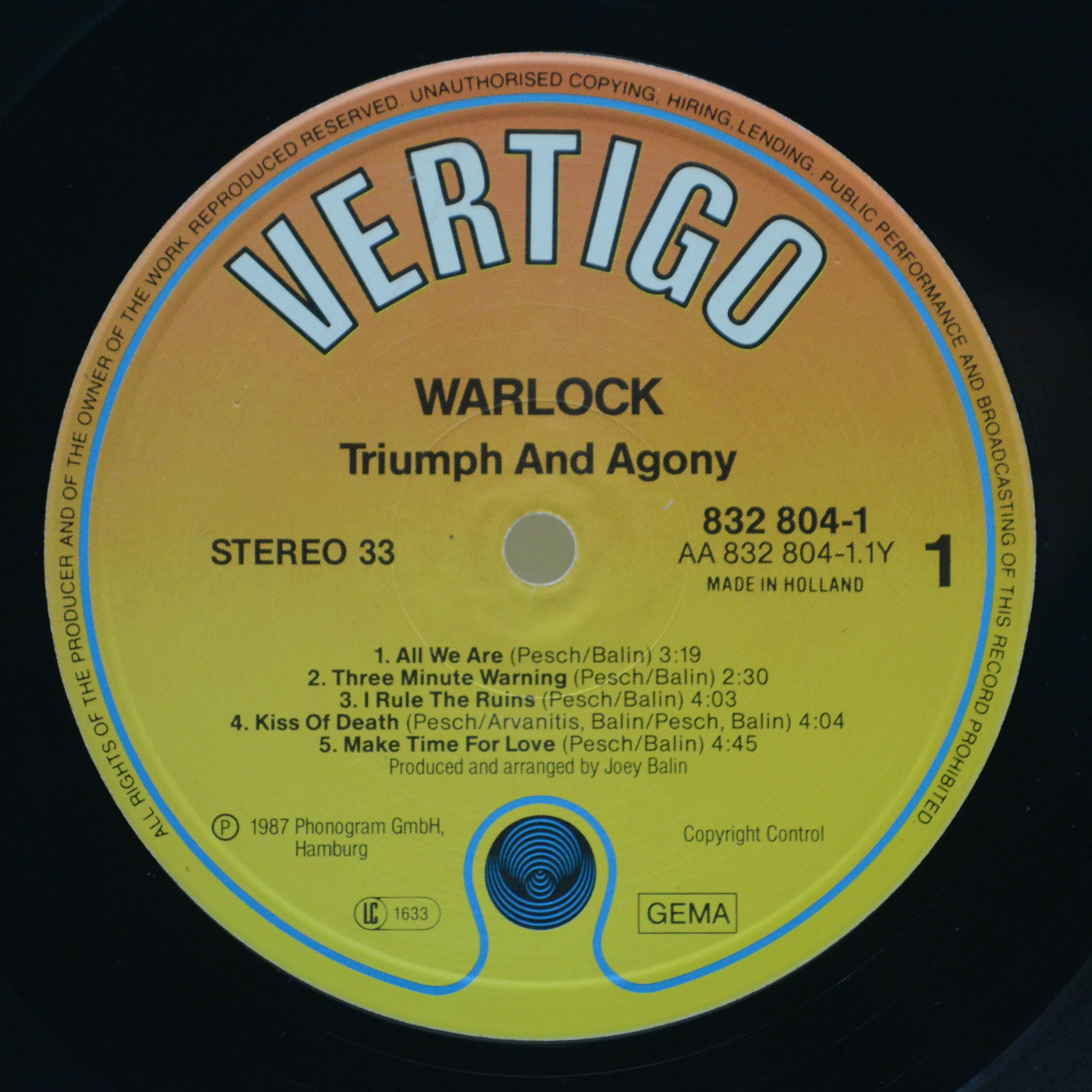 Warlock — Triumph And Agony, 1987