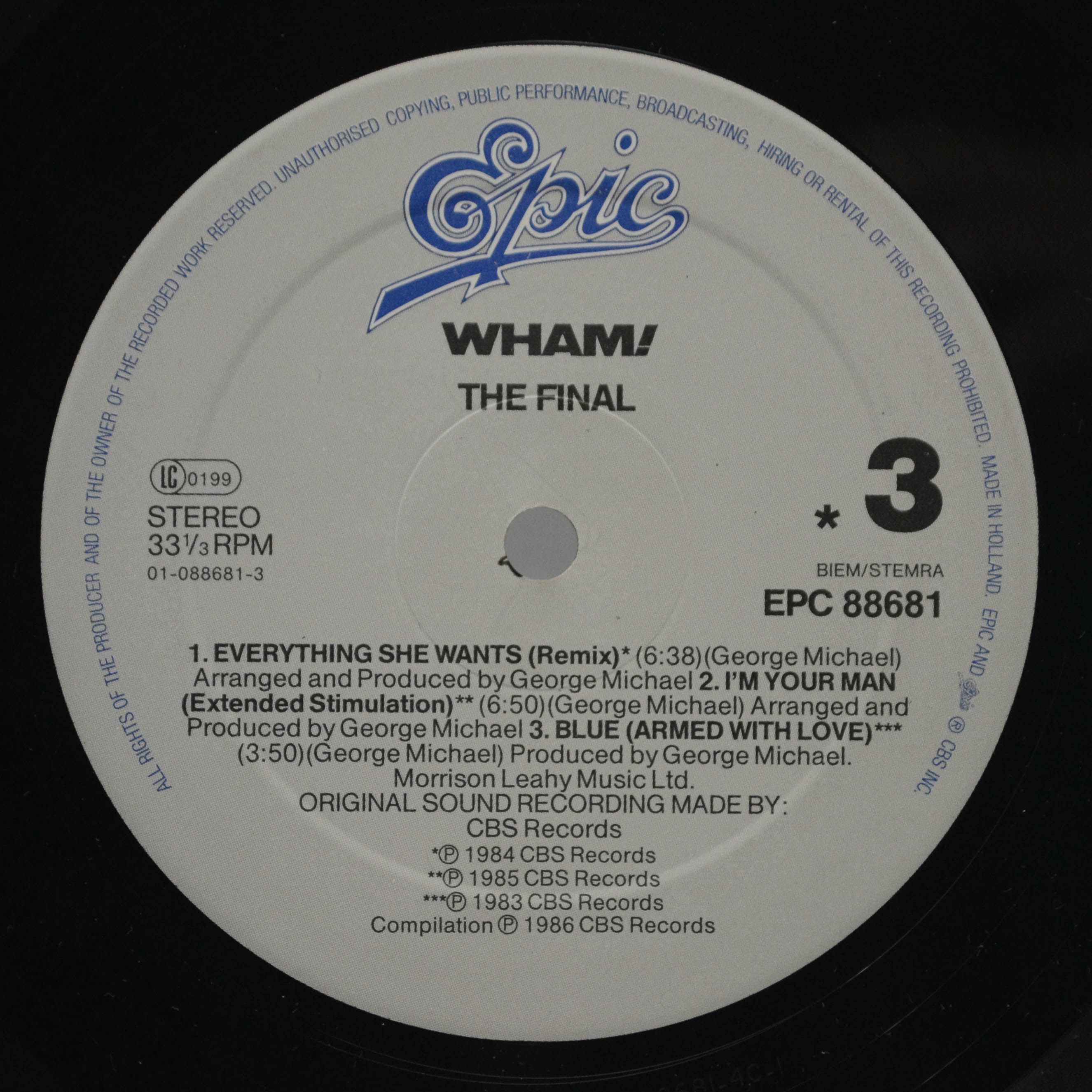 Виниловая пластинка Wham! — The Final (2LP), 1986