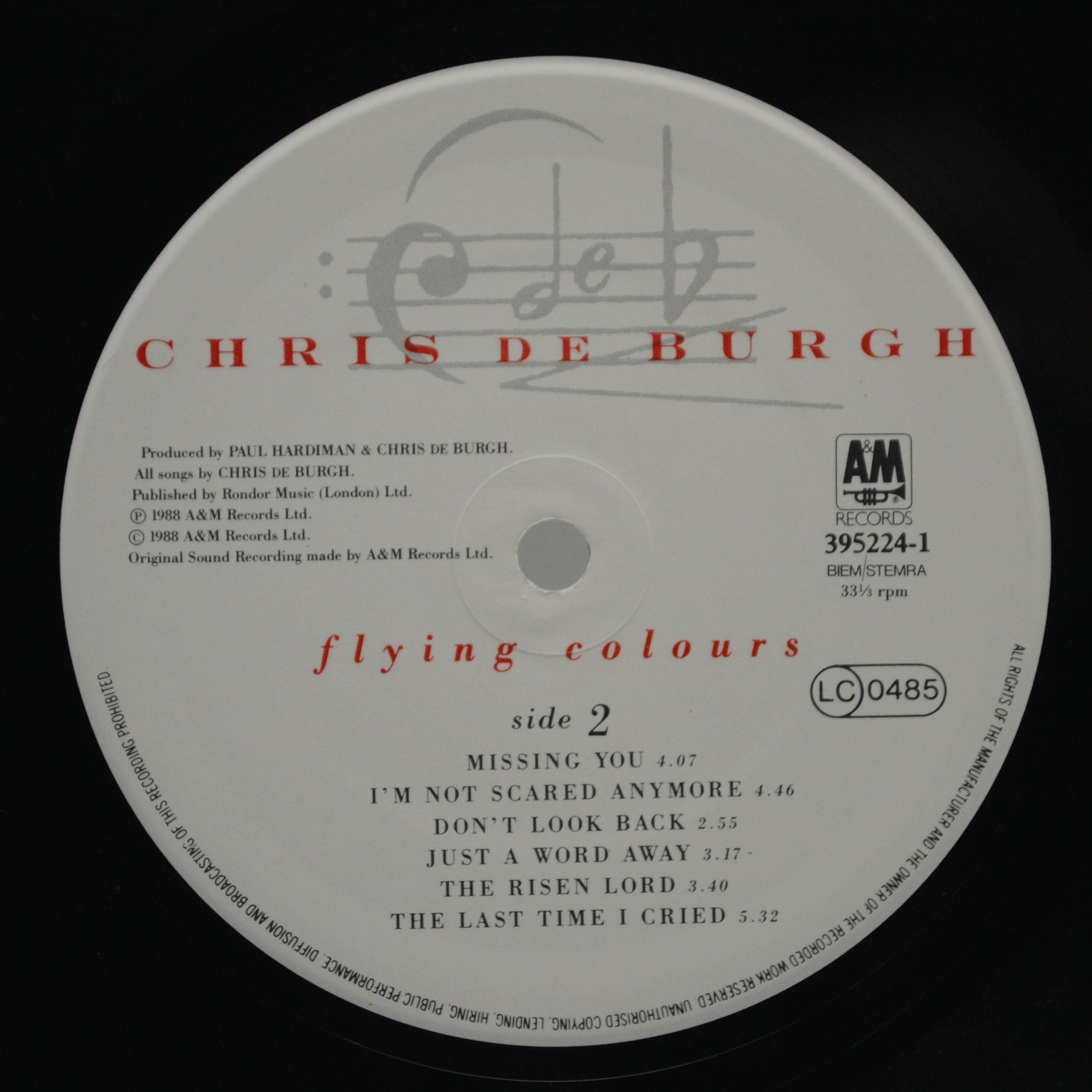 Виниловая пластинка Chris de Burgh — Flying Colours, 1988