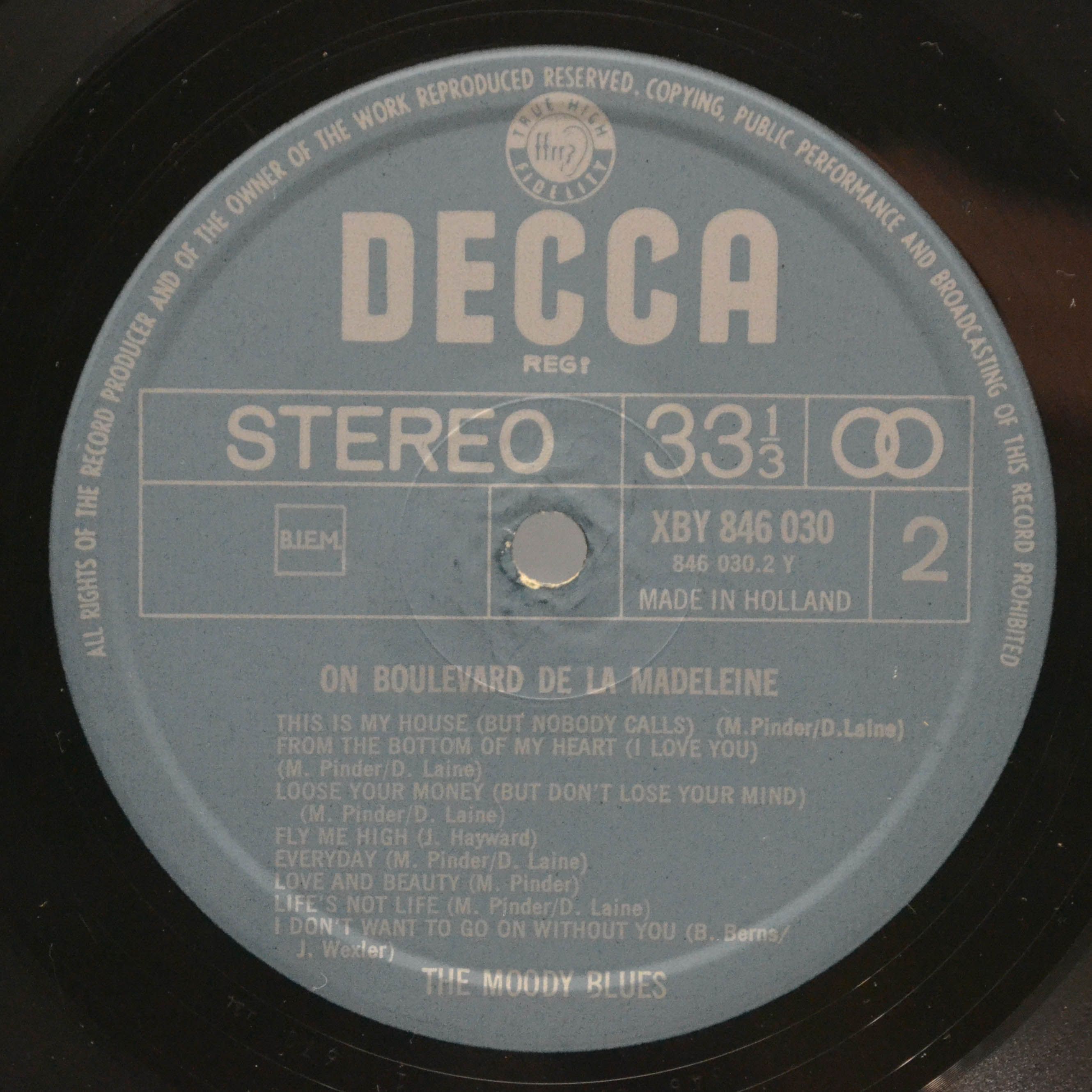 Виниловая пластинка Moody Blues — On Boulevard De La Madeleine, 1968