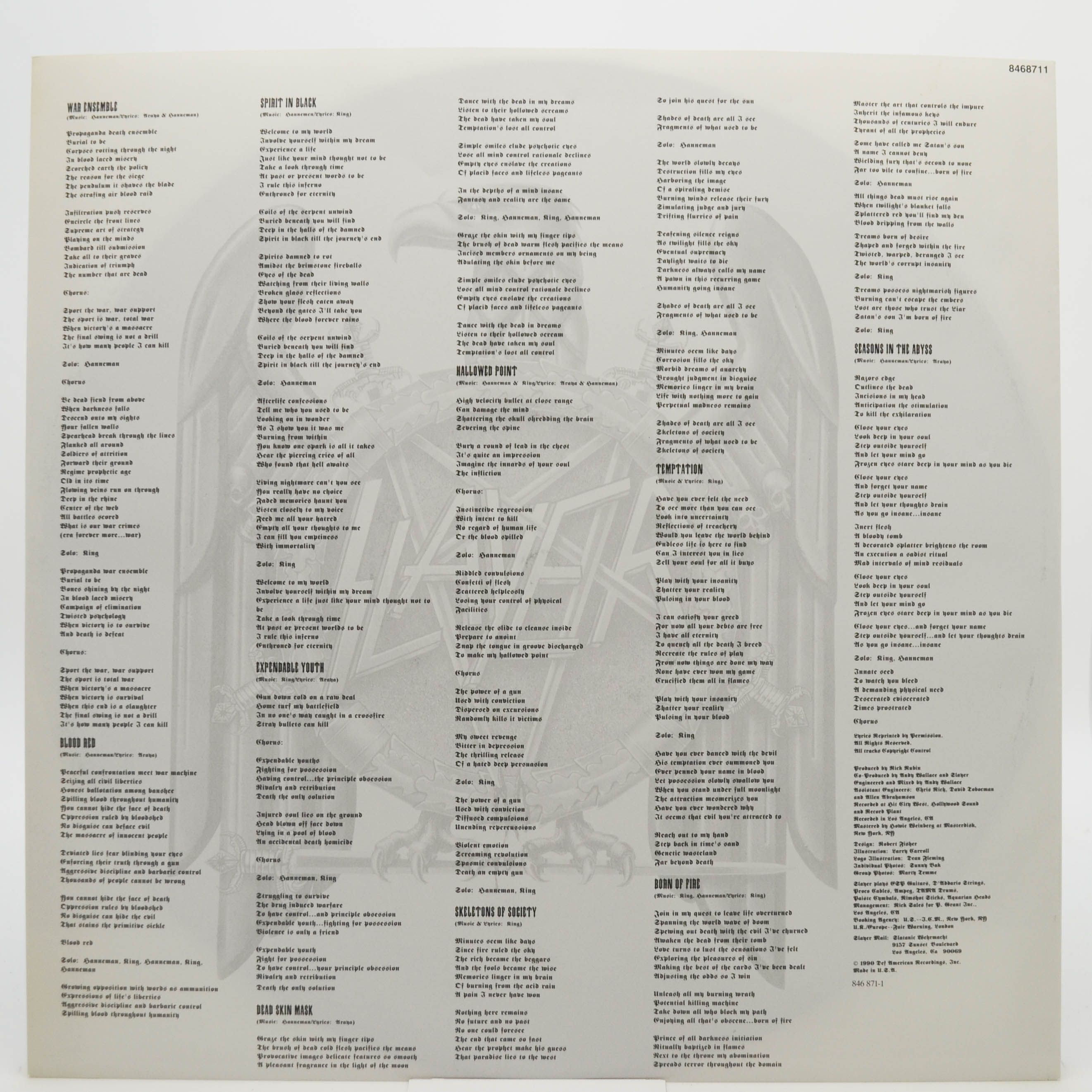 Slayer — Seasons In The Abyss, 1990