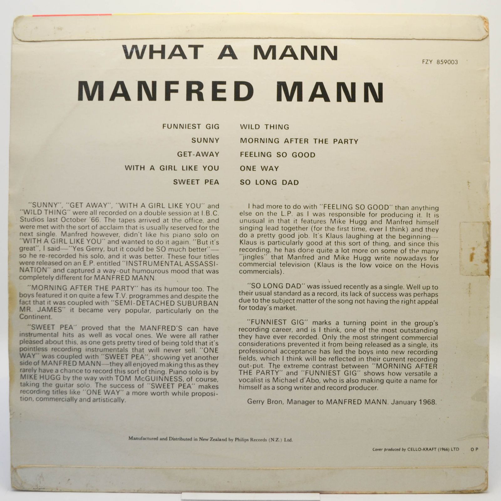 Виниловая пластинка Manfred Mann — What A Mann, 1968