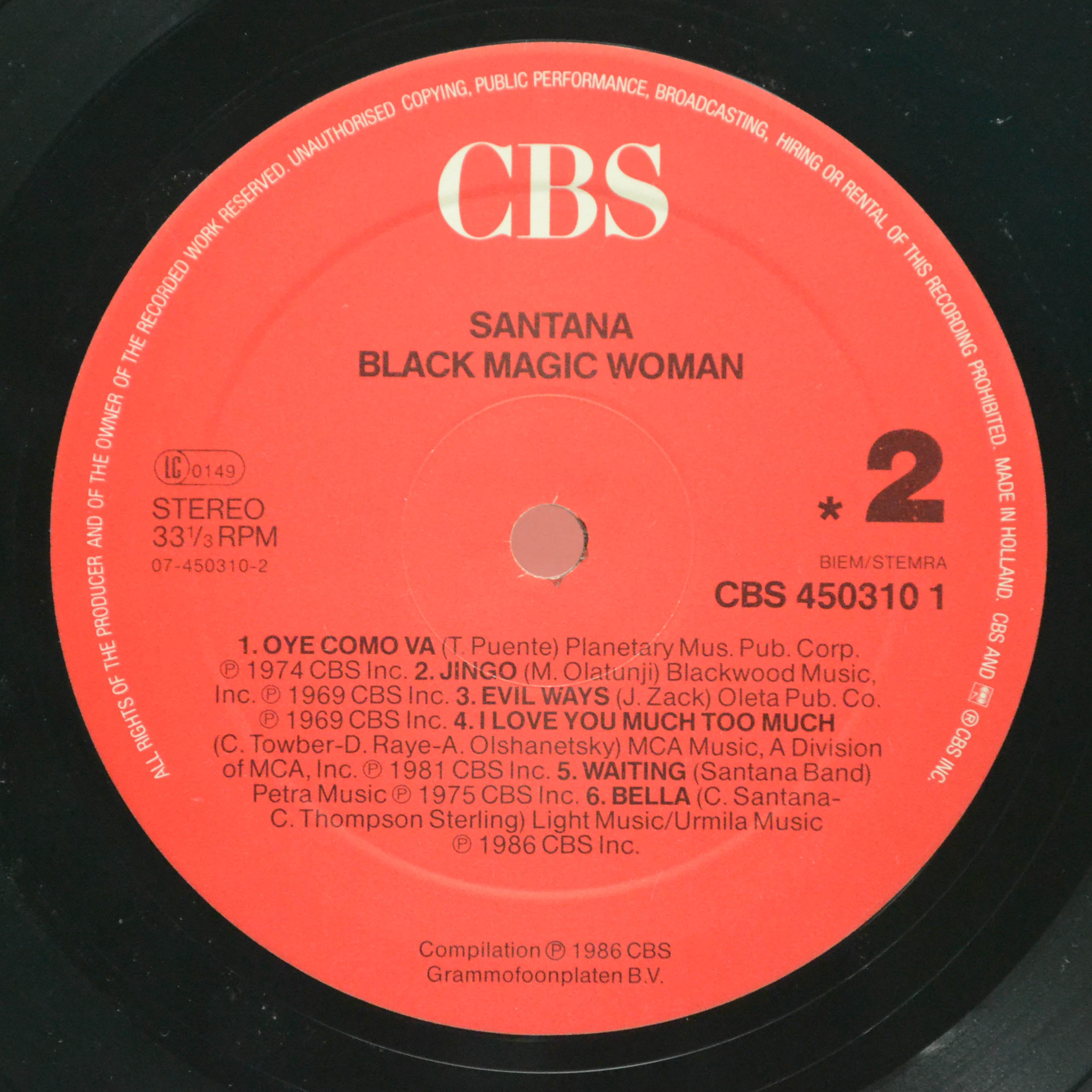 Santana — Black Magic Woman (2LP), 1986