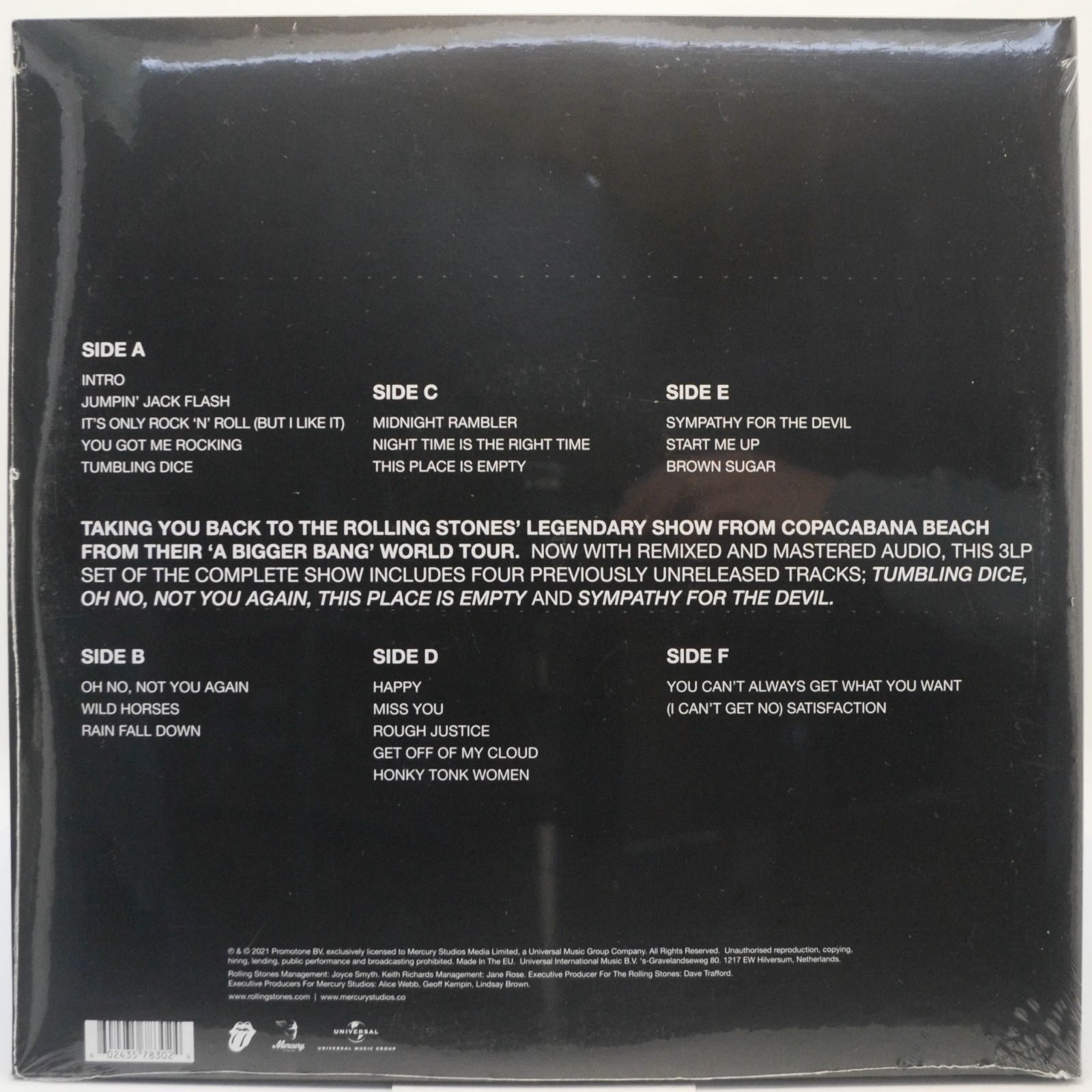 Rolling Stones — A Bigger Bang - Live On Copacabana Beach (3LP), 2021