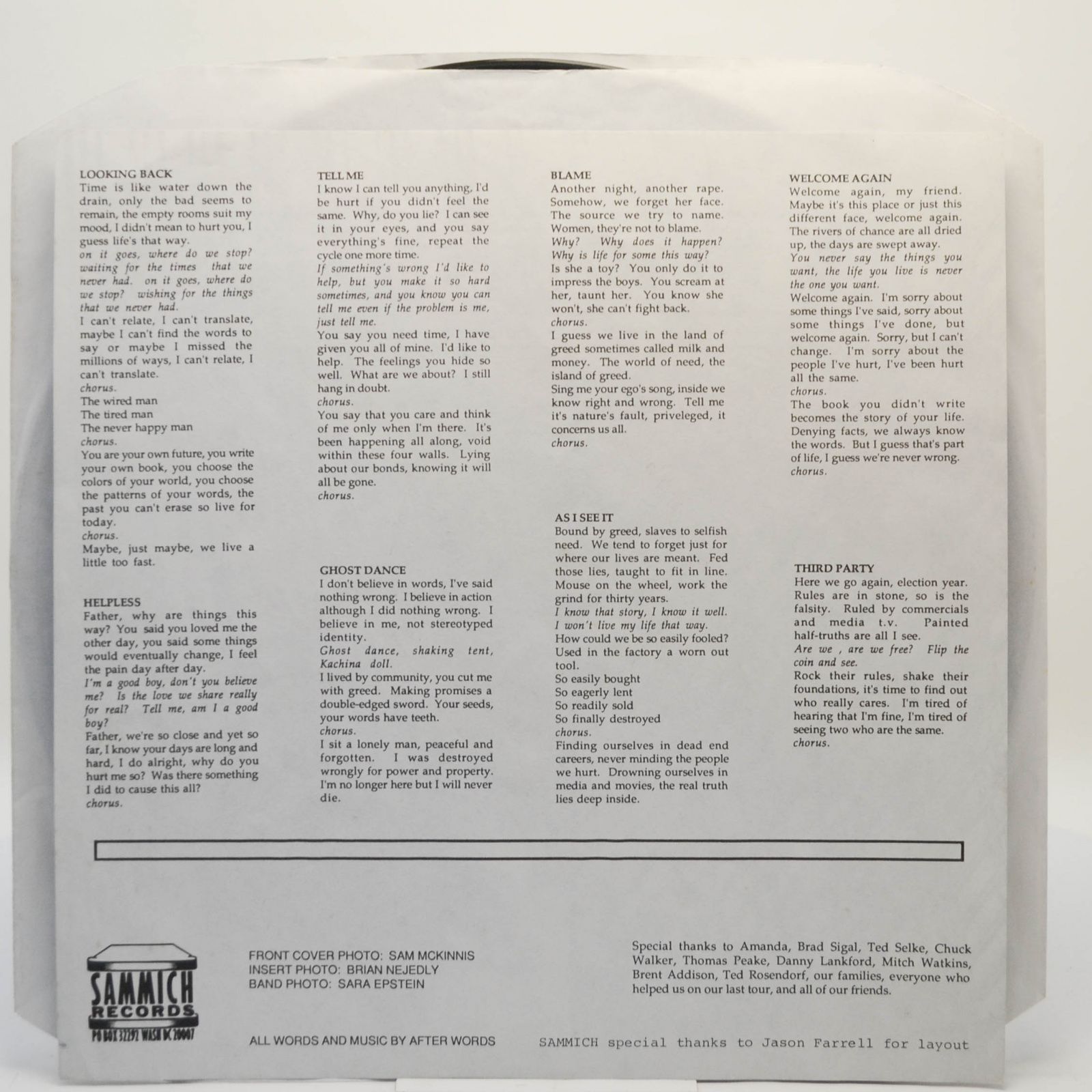 Виниловая пластинка After Words — After Words, 1989
