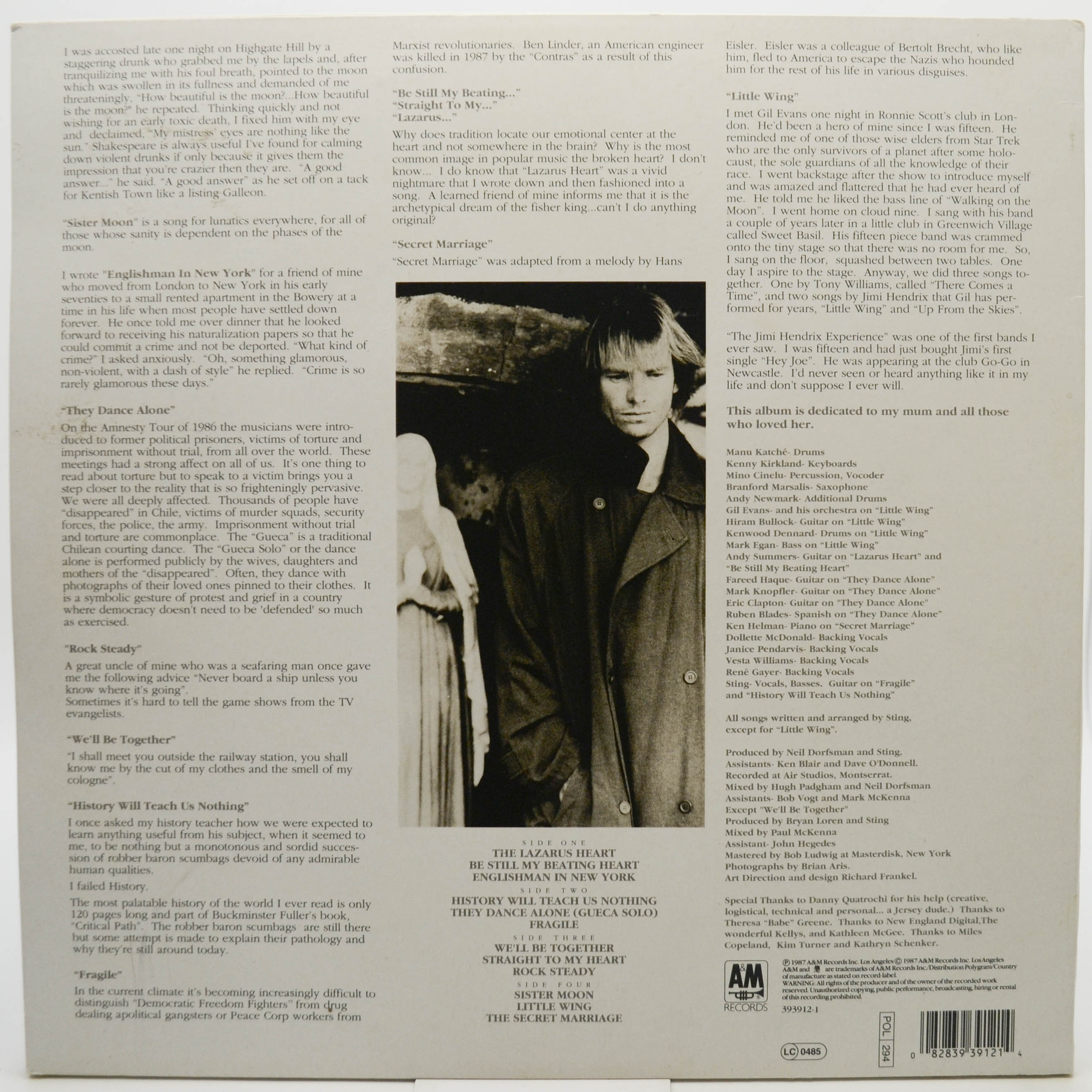 Sting — ...Nothing Like The Sun (2LP), 1987