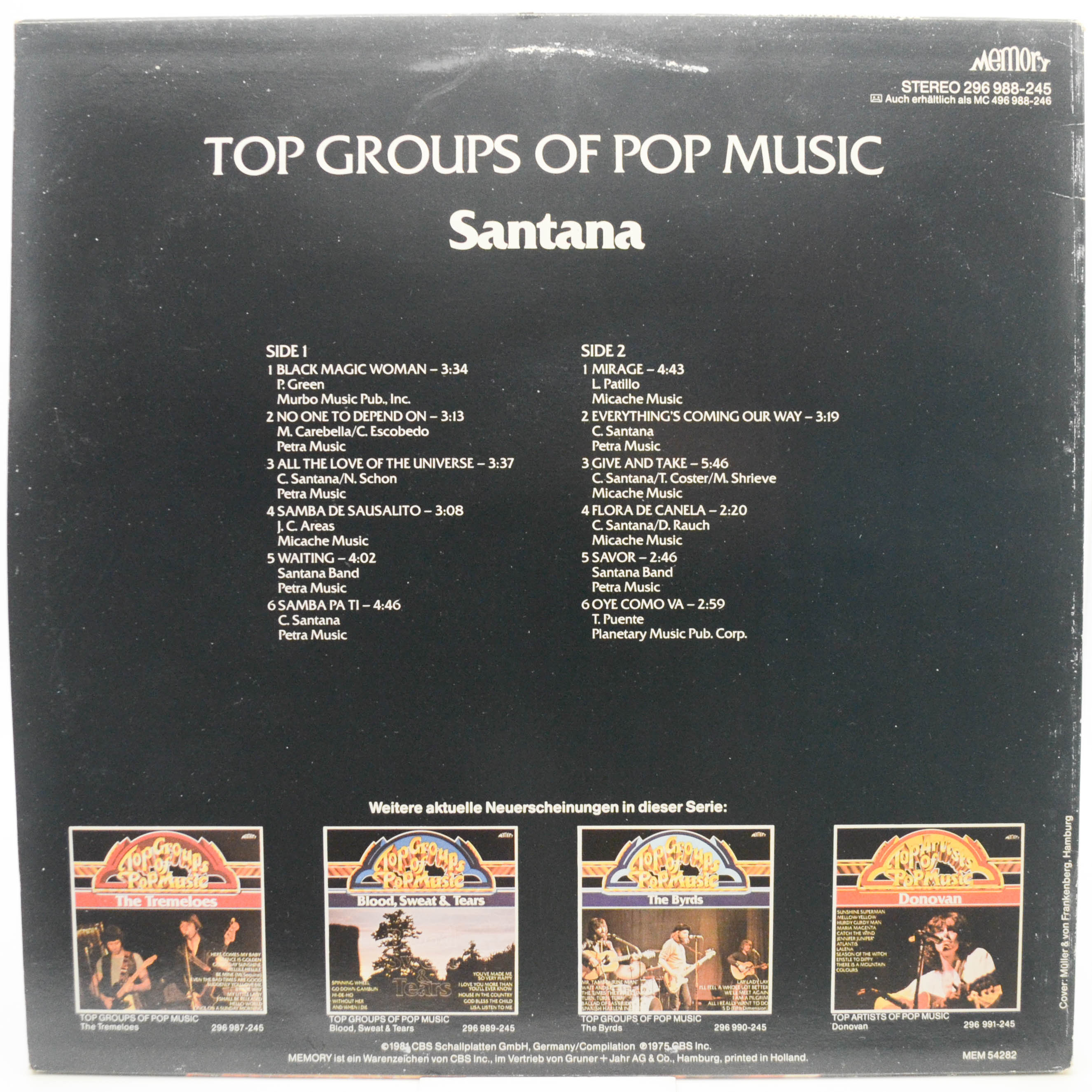 Santana — Top Groups Of Pop Music: Santana, 1981