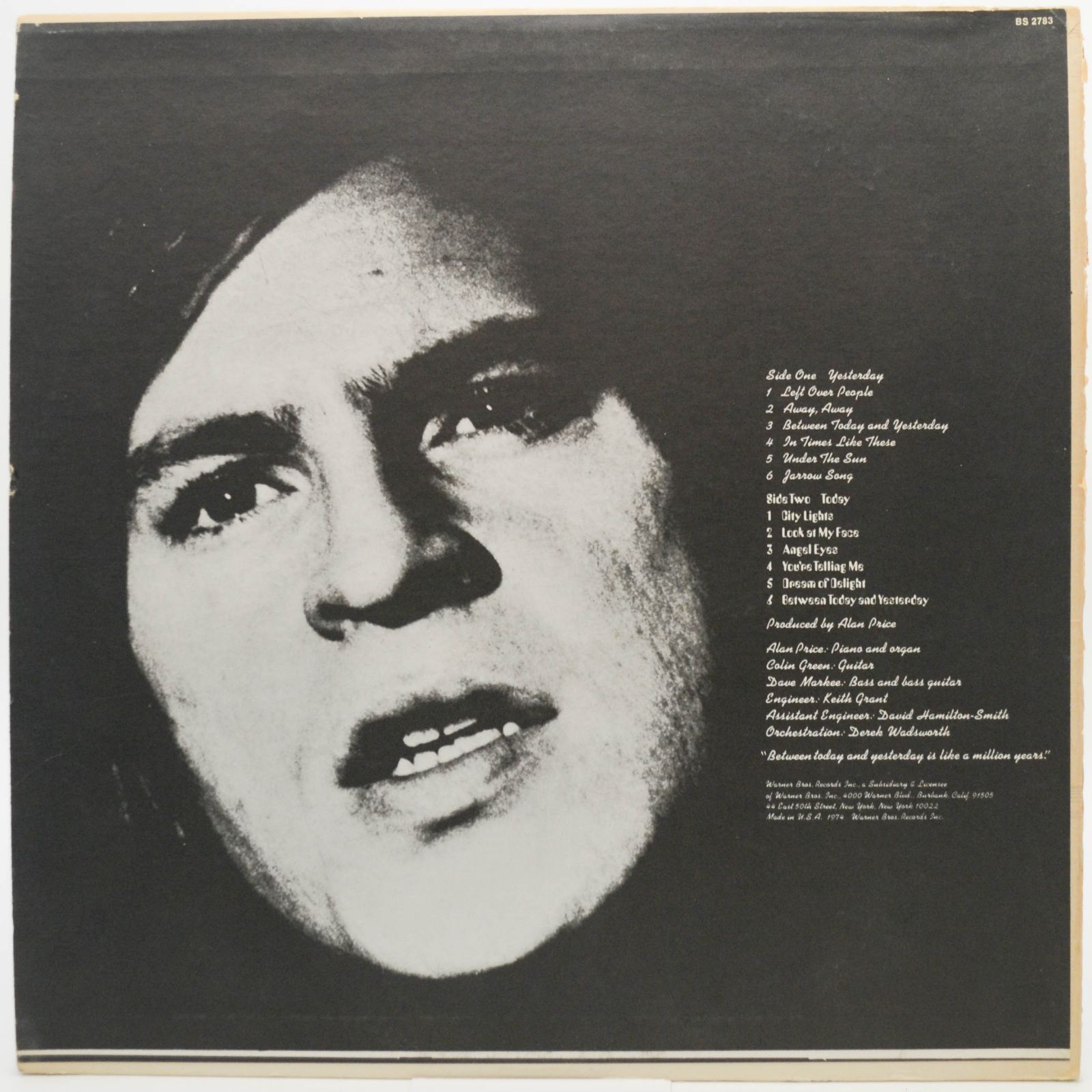 Виниловая пластинка Alan Price — Between Today And Yesterday (USA), 1974