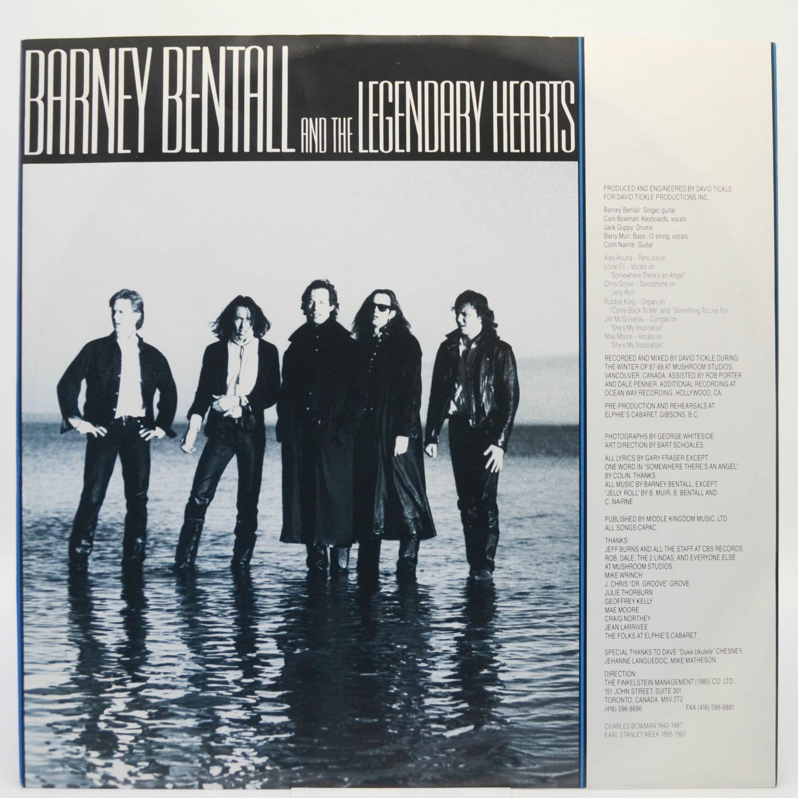 Виниловая пластинка Barney Bentall — Barney Bentall & The Legendary Hearts, 1989